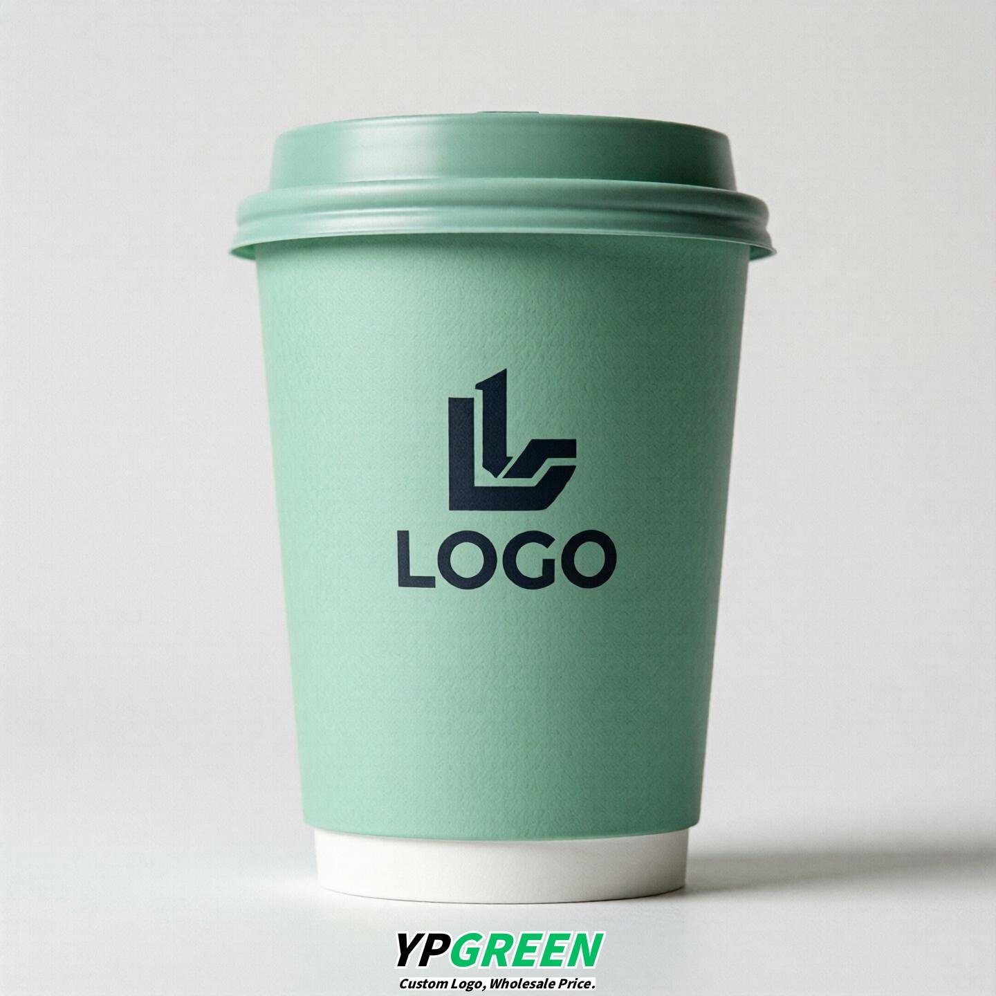 Mint Green Custom Logo Paper Cups: 8-24oz & Double Wall