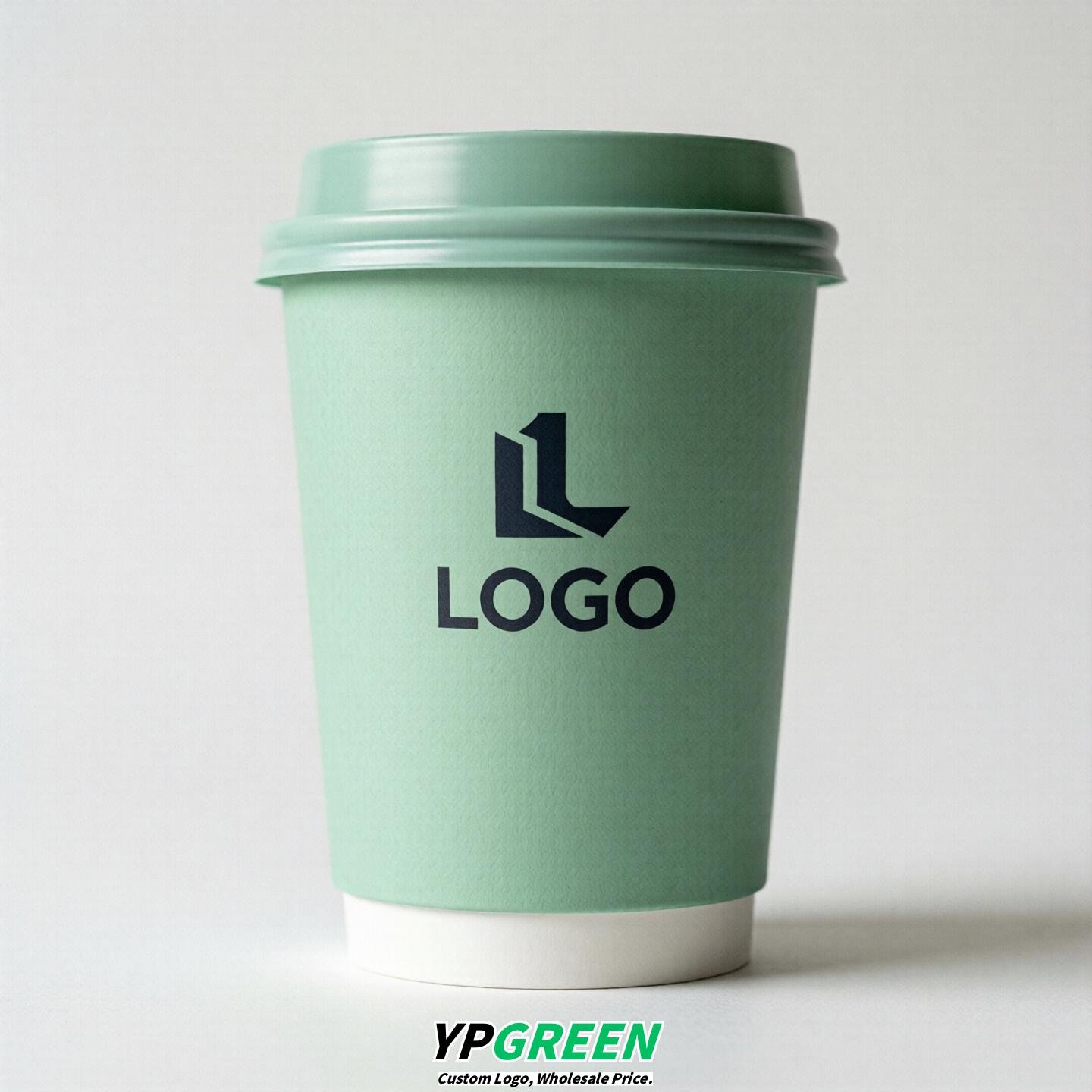 Mint Green Custom Logo Paper Cups: 8-24oz & Double Wall