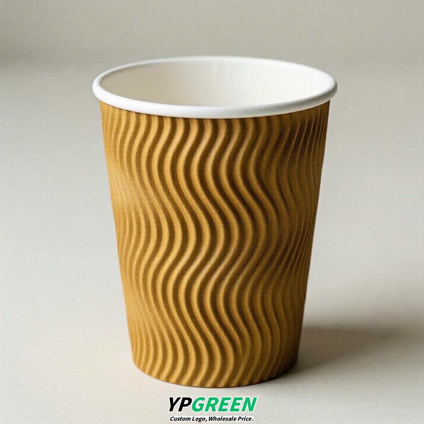 Mustard Embossed Paper Cups 10oz/12oz/16oz/20oz/22oz