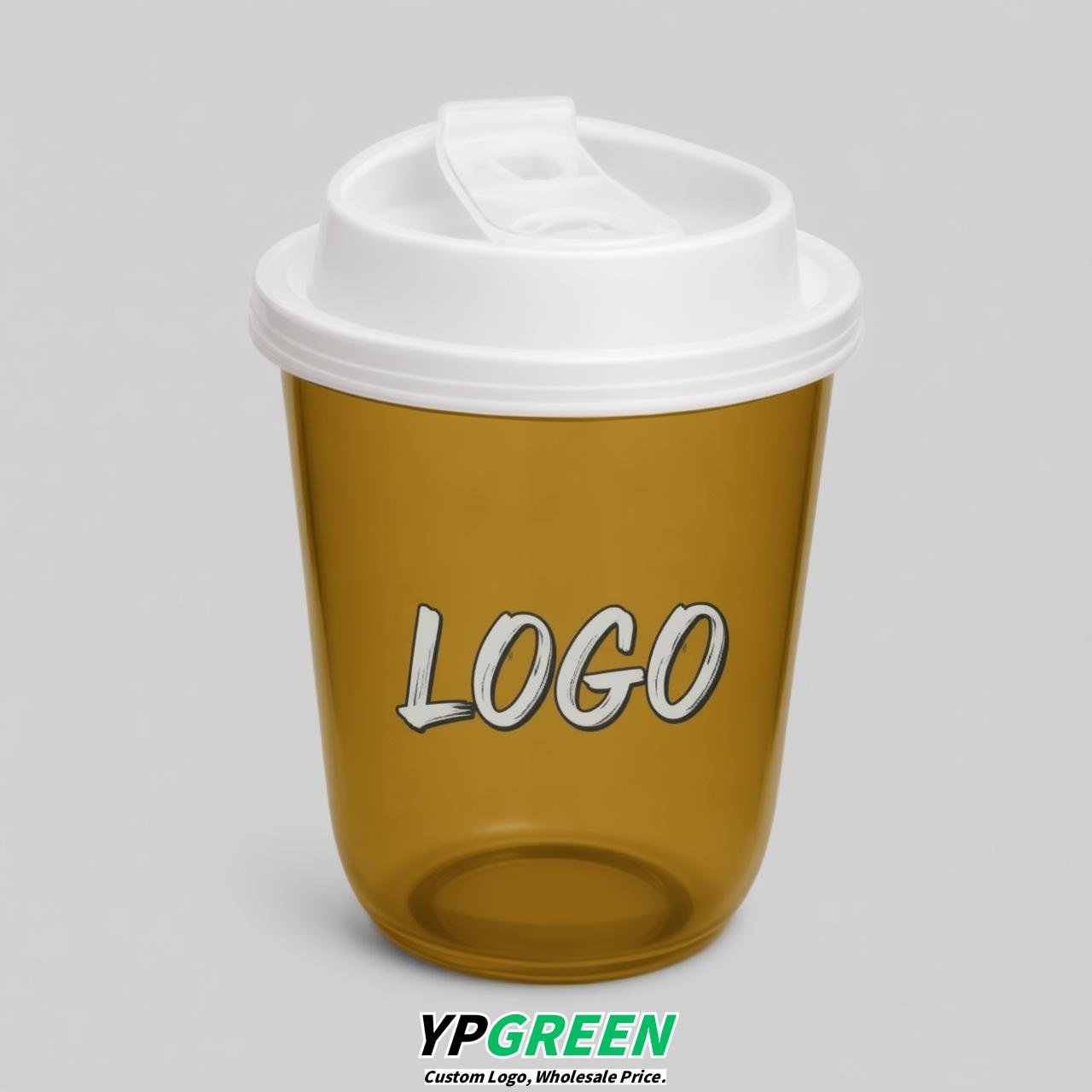 Mustard U Shape Cups with Lid - Custom Logo PP & PET Plastic Disposable
