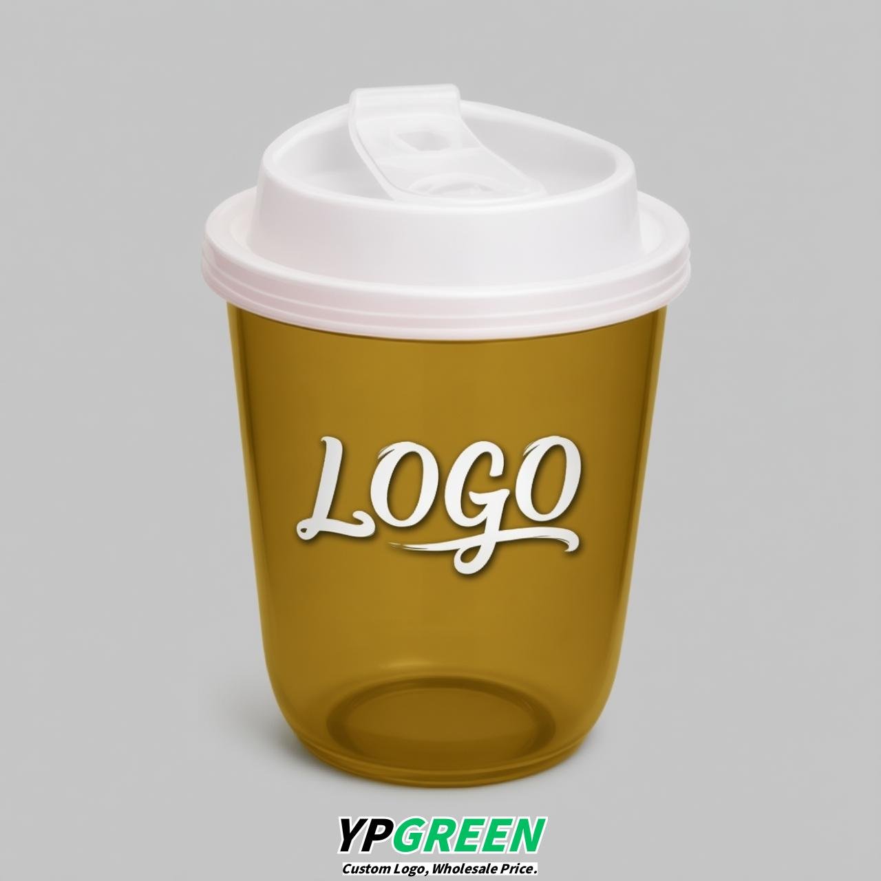 Mustard U Shape Cups with Lid - Custom Logo PP & PET Plastic Disposable