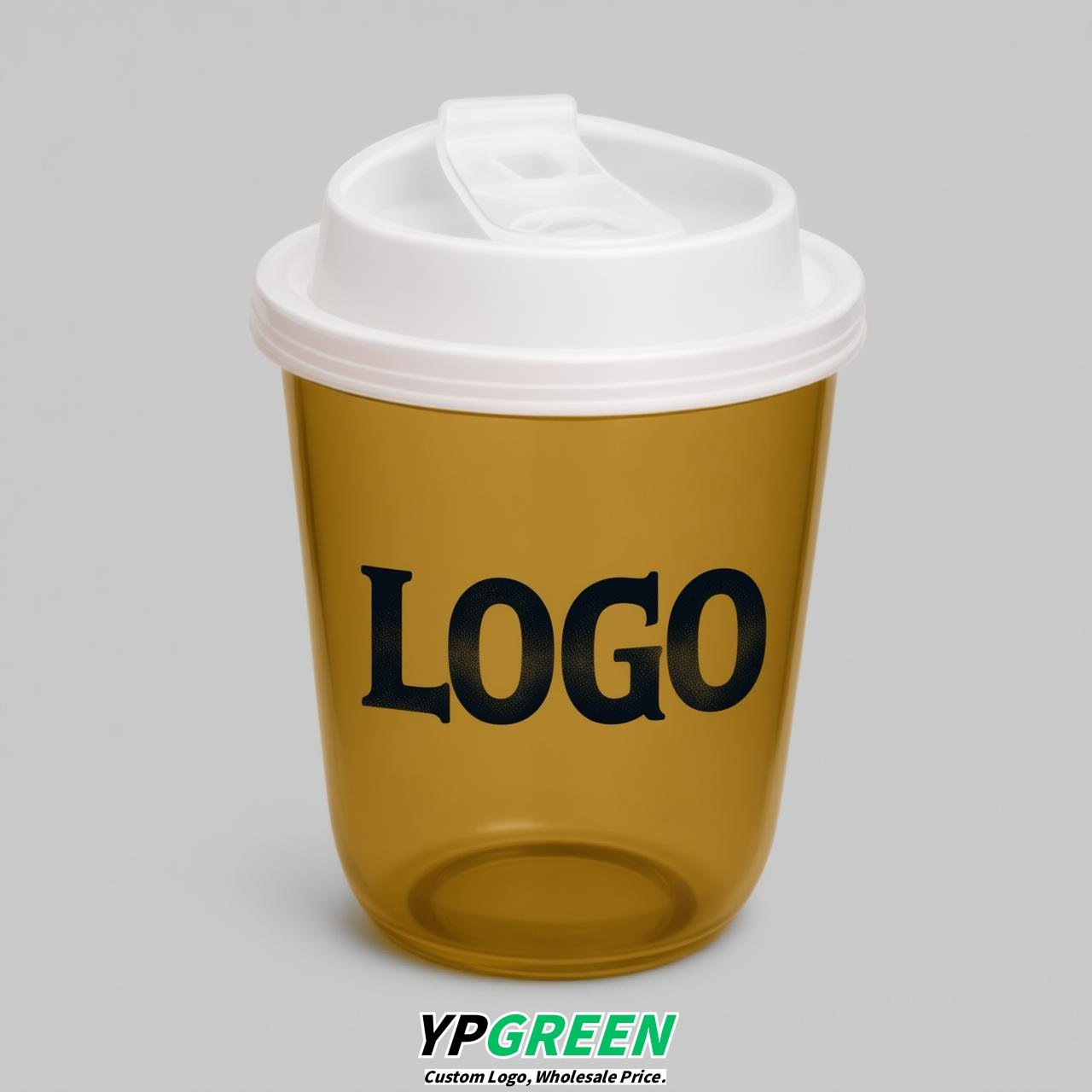 Mustard U Shape Cups with Lid - Custom Logo PP & PET Plastic Disposable