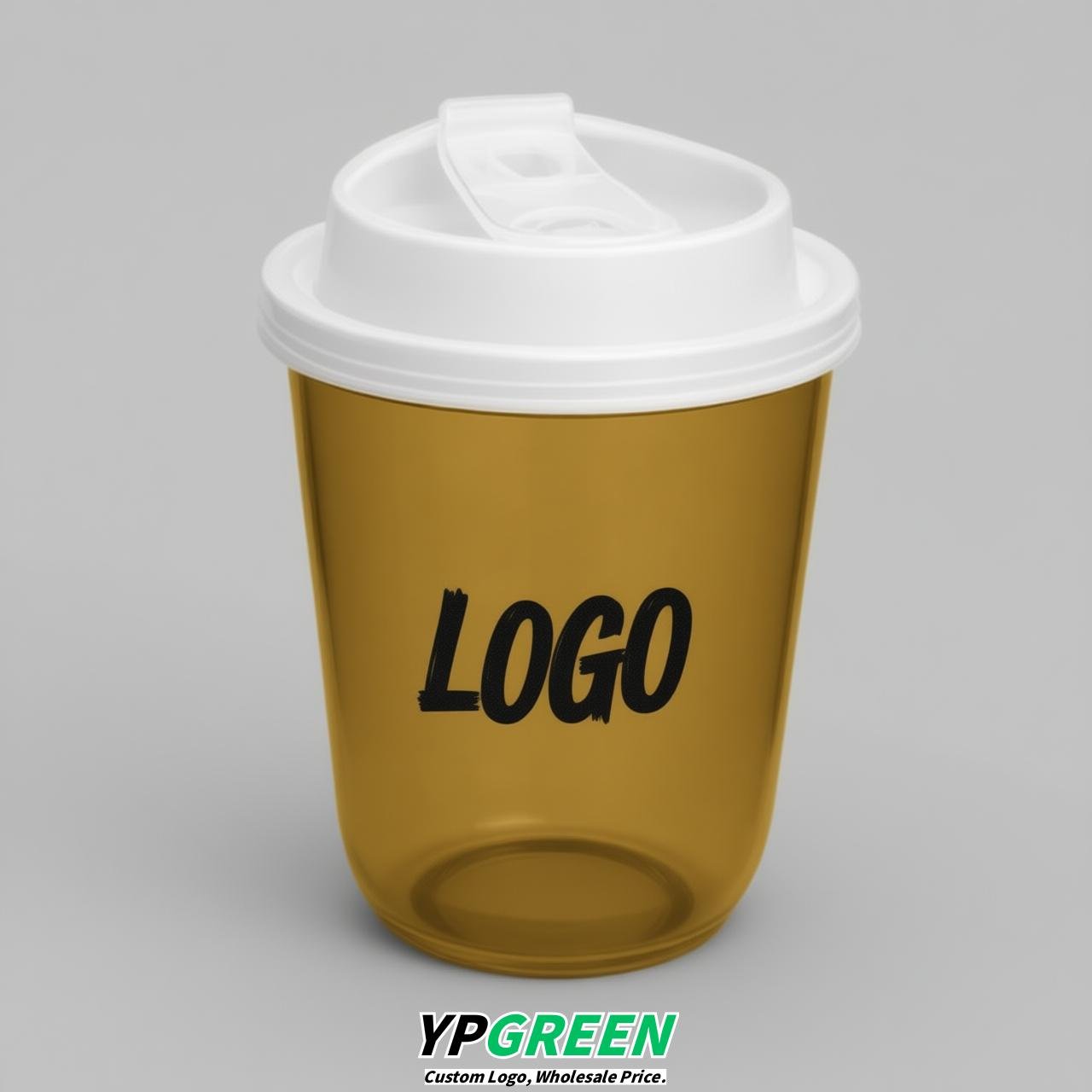Mustard U Shape Cups with Lid - Custom Logo PP & PET Plastic Disposable