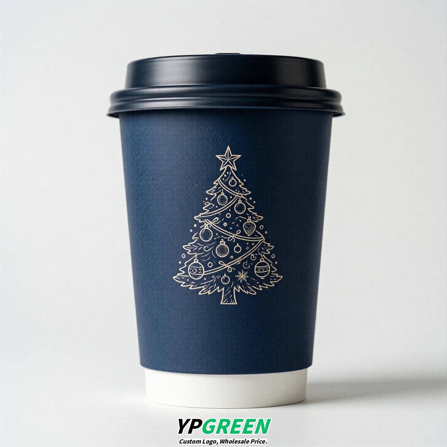 Navy Blue Paper Cups with Christmas Design 8-24oz Navy Blue Paper Cups with Christmas Design 8-24oz