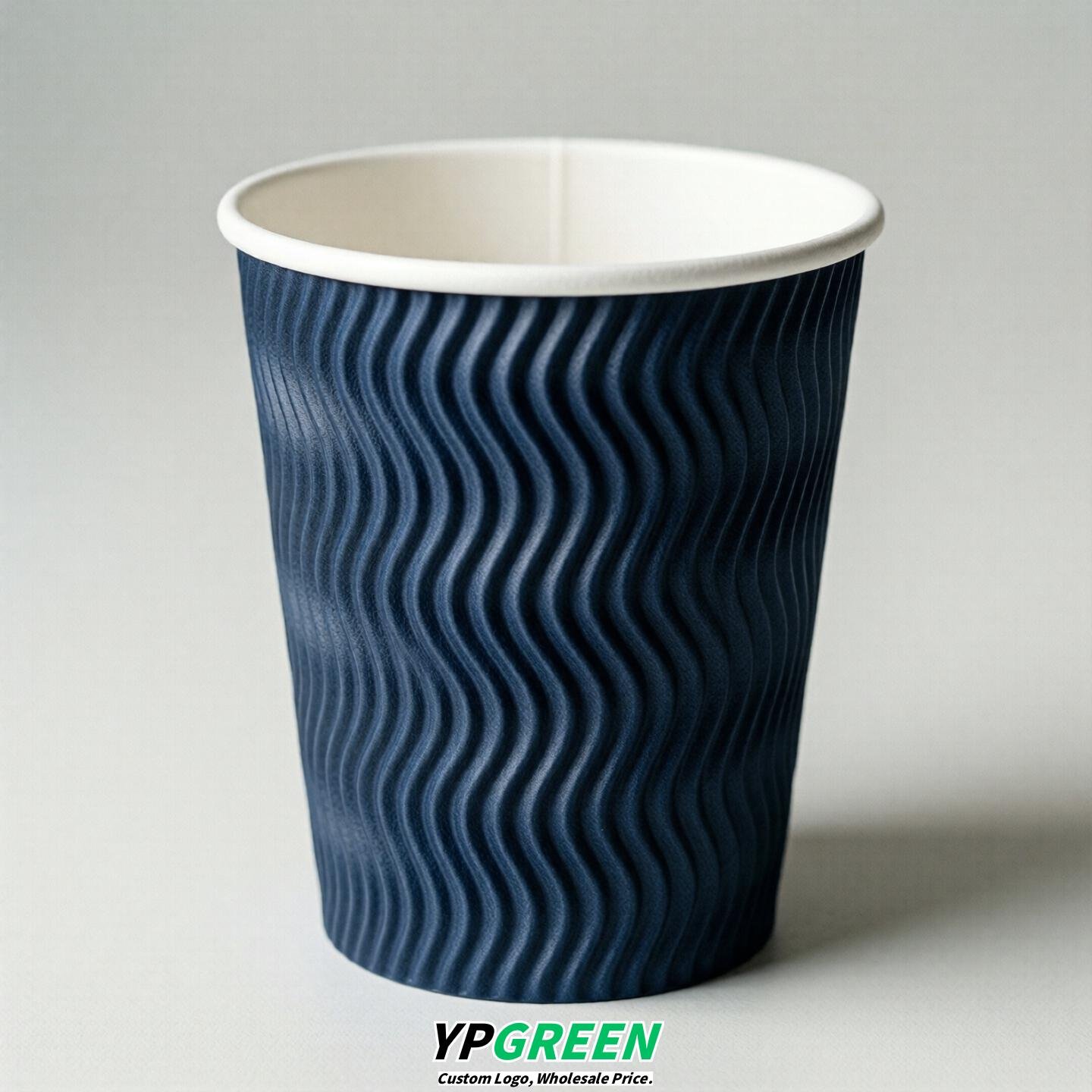 Navy Blue Embossed Paper Cups 10oz/12oz/16oz/20oz/22oz
