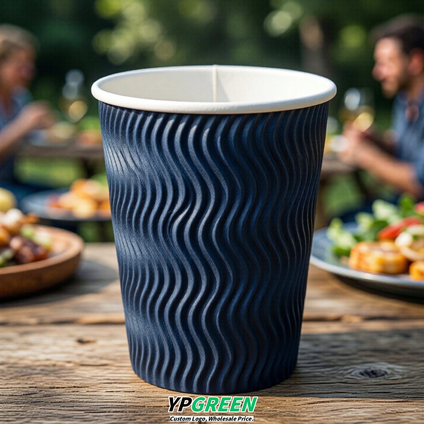 Navy Blue Embossed Paper Cups 10oz/12oz/16oz/20oz/22oz