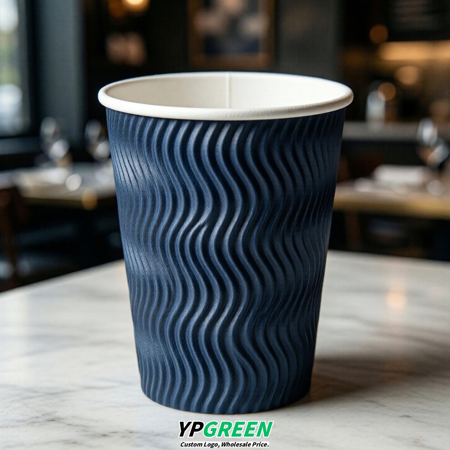 Navy Blue Embossed Paper Cups 10oz/12oz/16oz/20oz/22oz