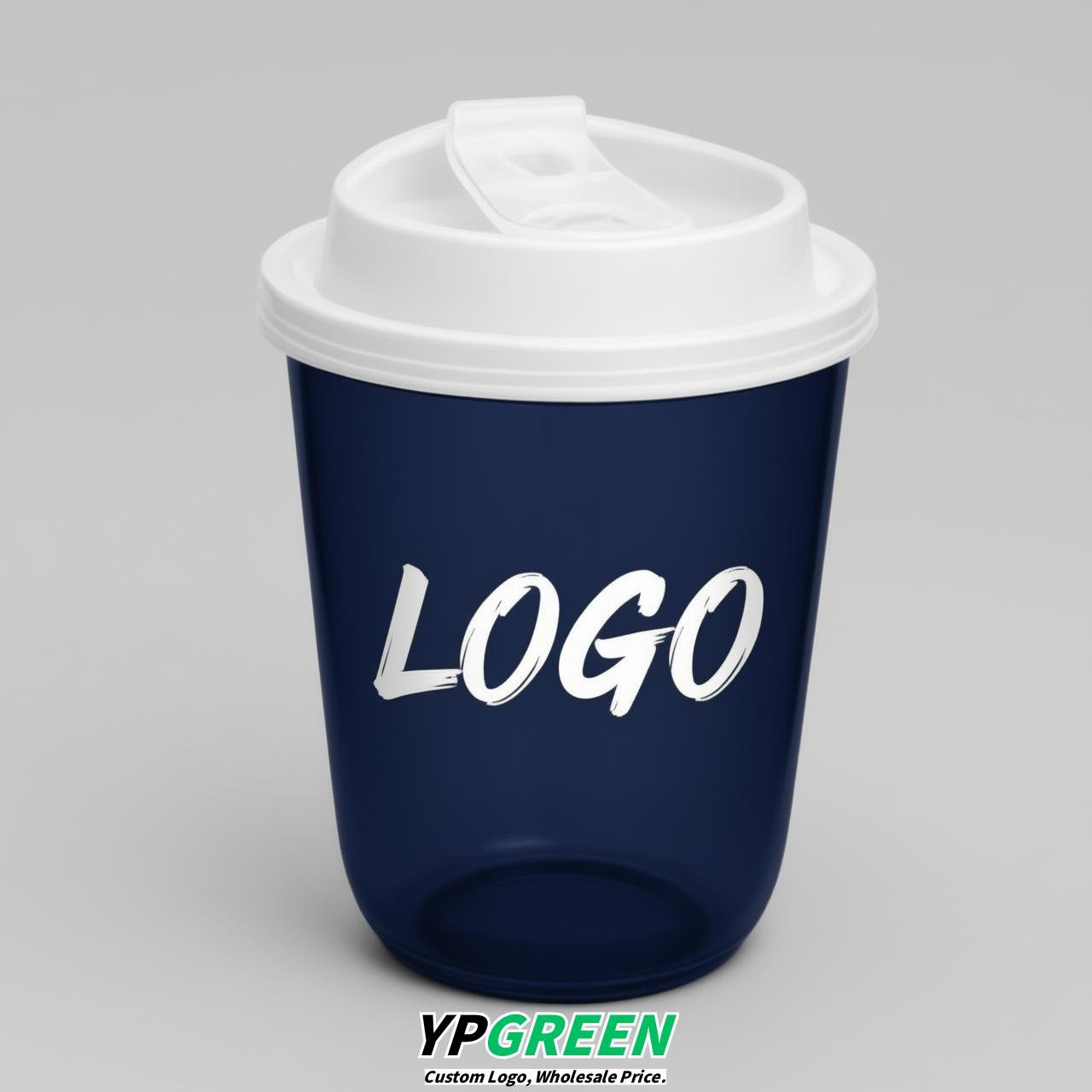 Navy Blue U Shape Cups with Lid - Custom Logo PP & PET Plastic Disposable Navy Blue U Shape Cups with Lid - Custom Logo PP & PET Plastic Disposable