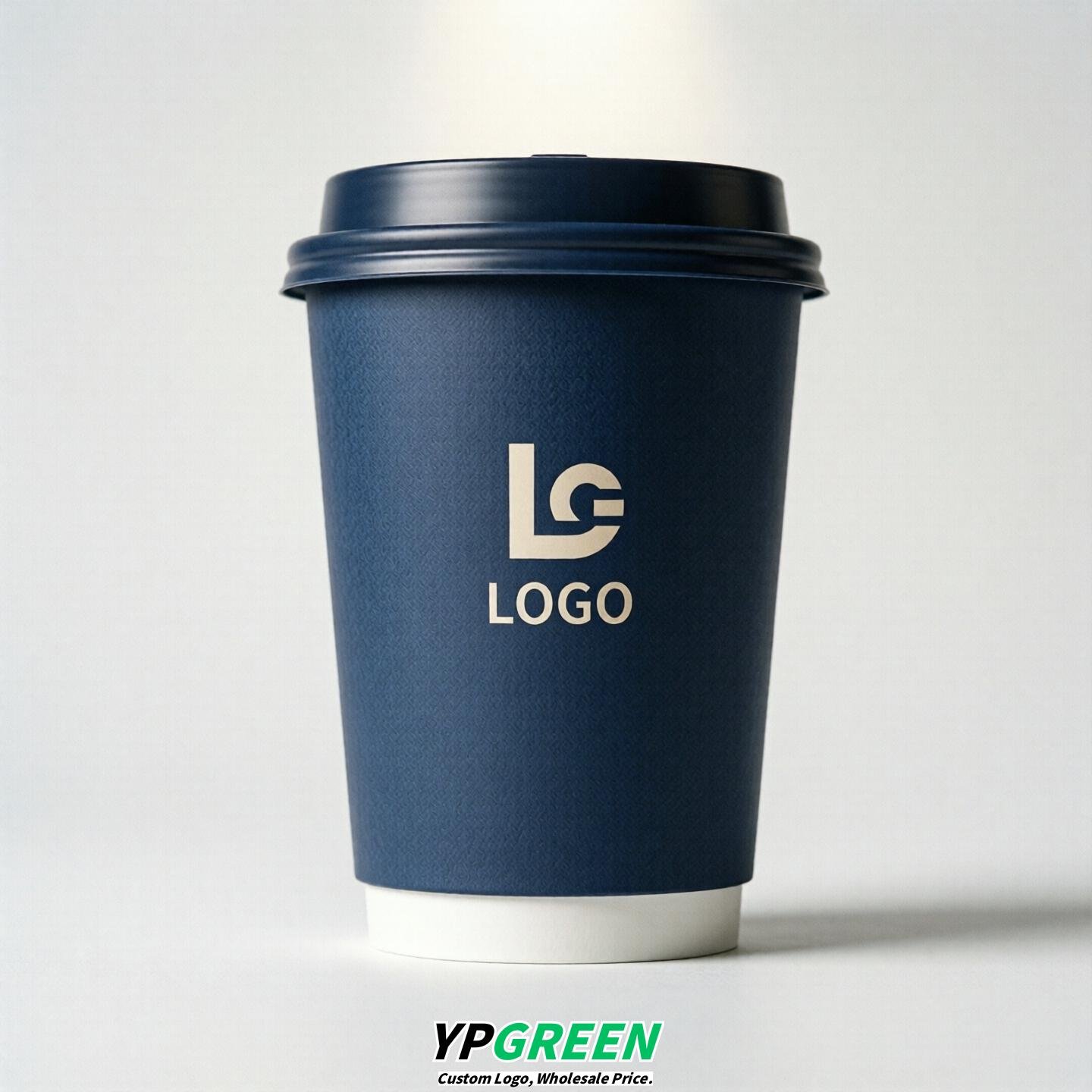 Navy Blue Custom Logo Paper Cups: 8-24oz & Double Wall