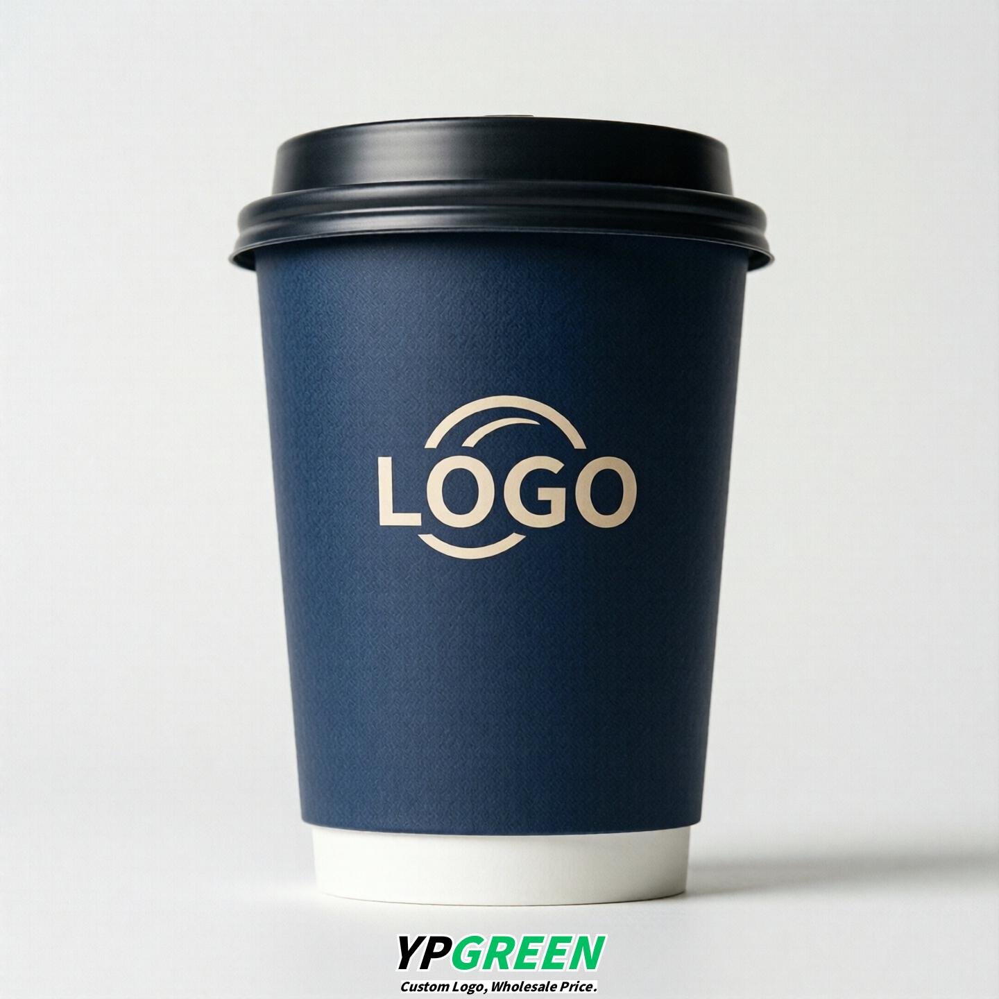 Navy Blue Custom Logo Paper Cups: 8-24oz & Double Wall Navy Blue Custom Logo Paper Cups: 8-24oz & Double Wall