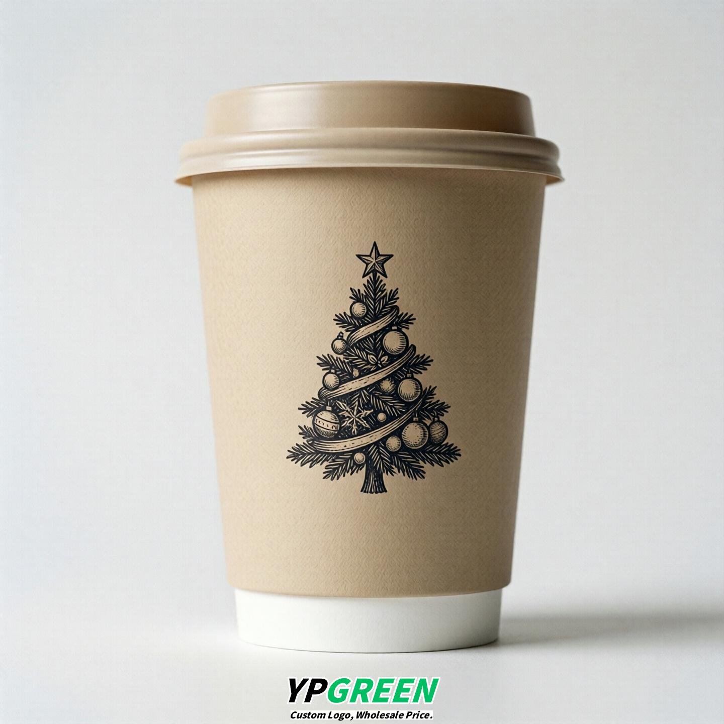 Oatmeal Paper Cups with Christmas Design 8-24oz