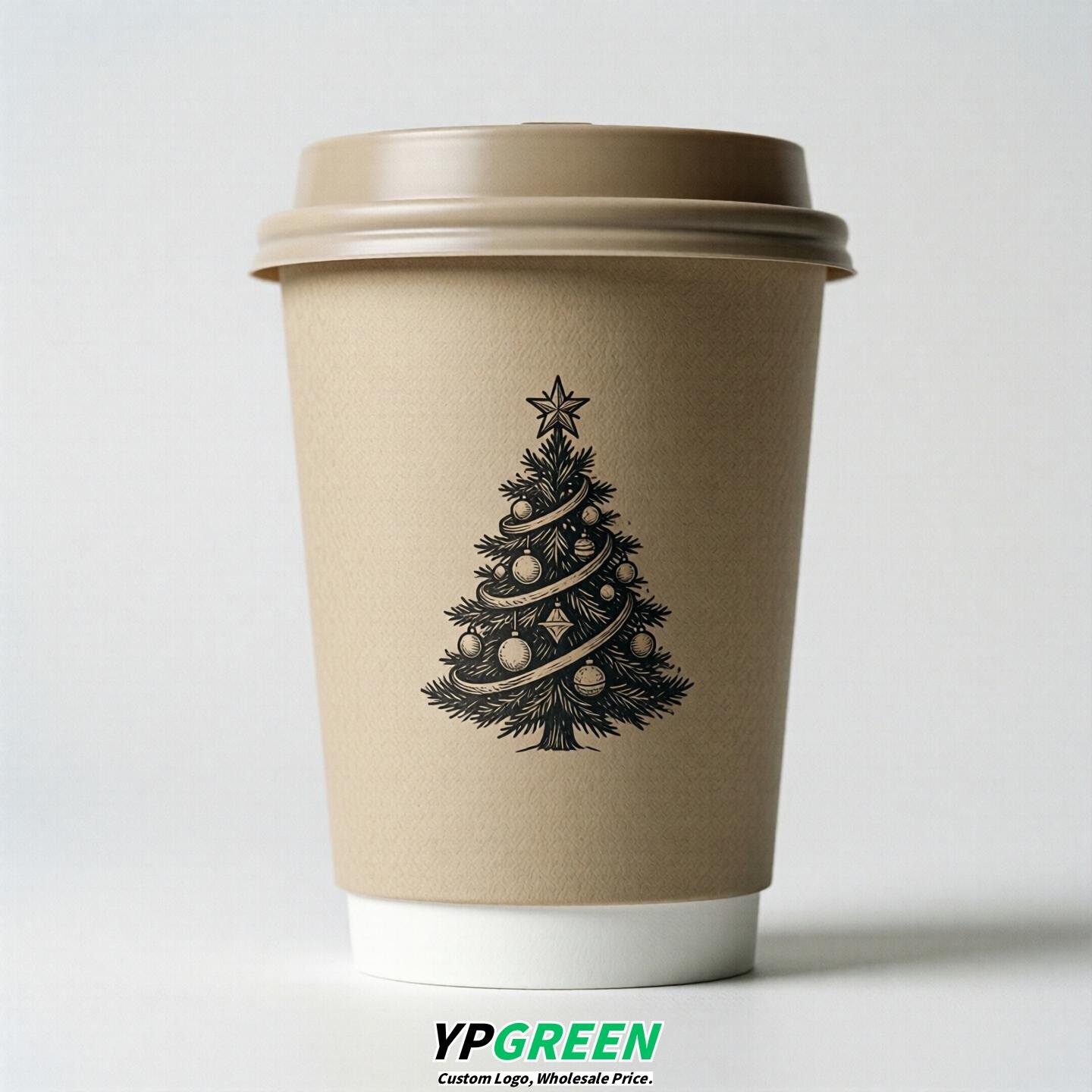 Oatmeal Paper Cups with Christmas Design 8-24oz