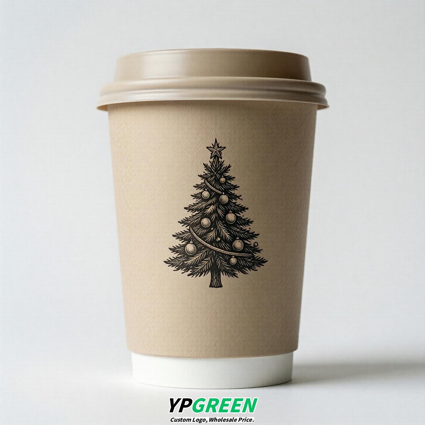 Oatmeal Paper Cups with Christmas Design 8-24oz
