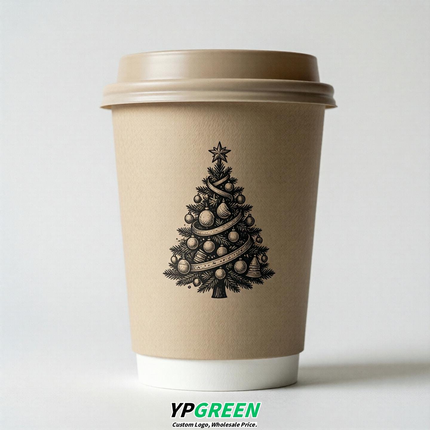 Oatmeal Paper Cups with Christmas Design 8-24oz