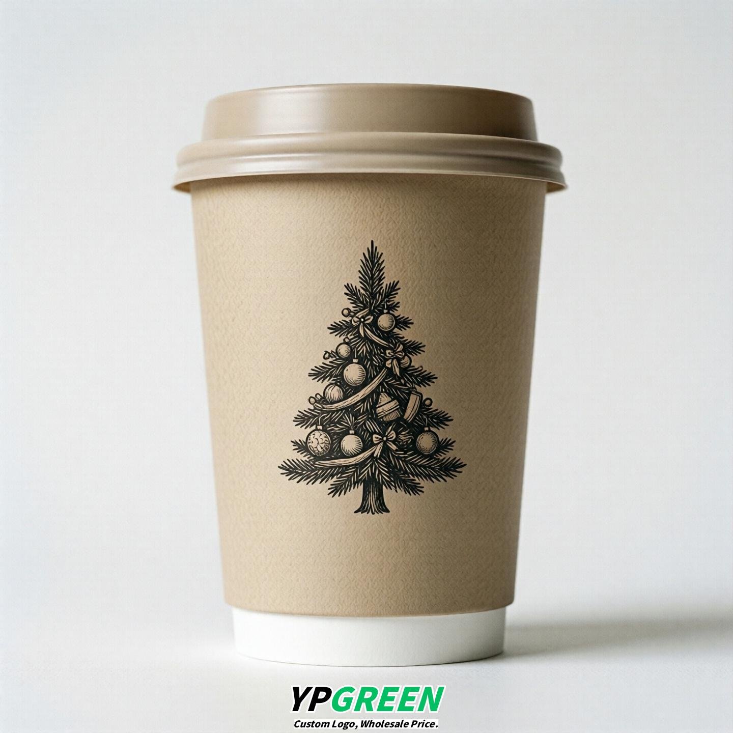 Oatmeal Paper Cups with Christmas Design 8-24oz