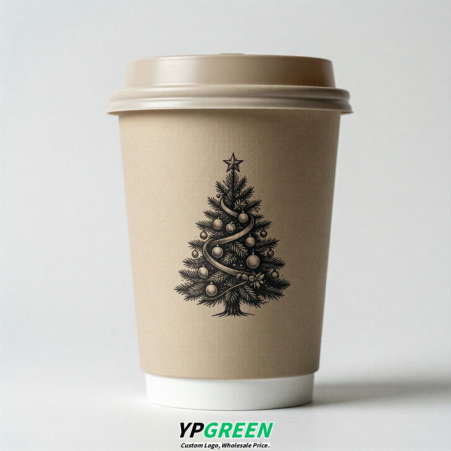 Oatmeal Paper Cups with Christmas Design 8-24oz
