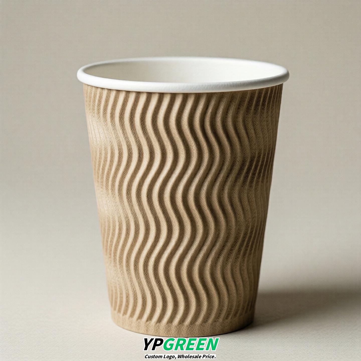 Oatmeal Embossed Paper Cups 10oz/12oz/16oz/20oz/22oz