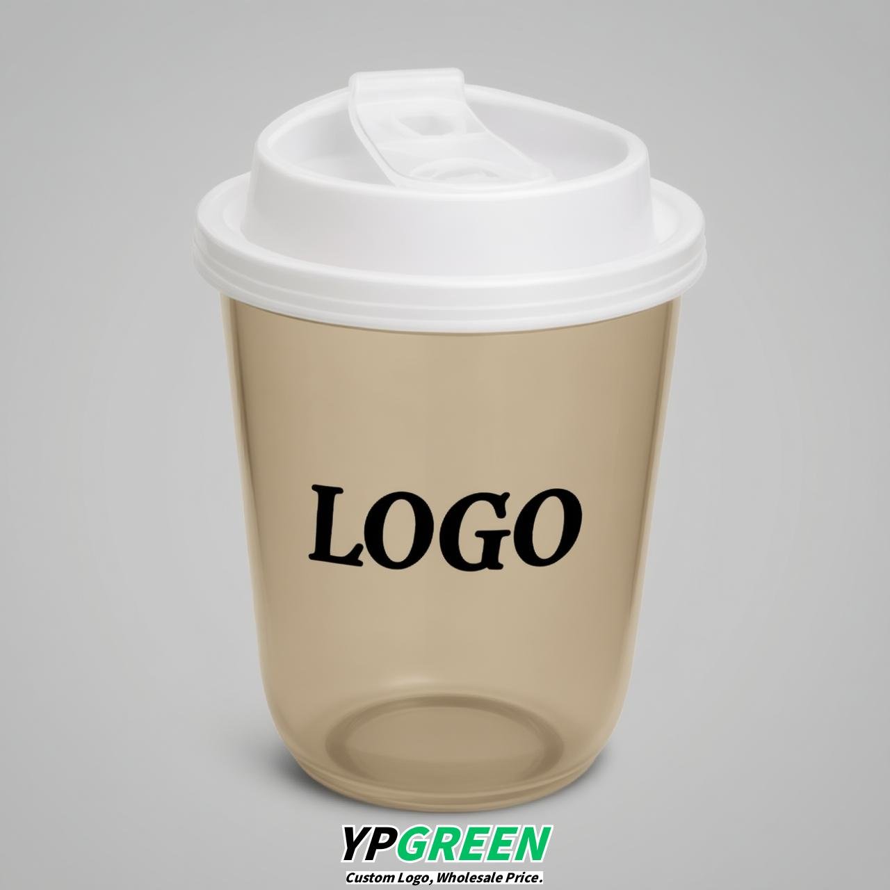 Oatmeal U Shape Cups with Lid - Custom Logo PP & PET Plastic Disposable
