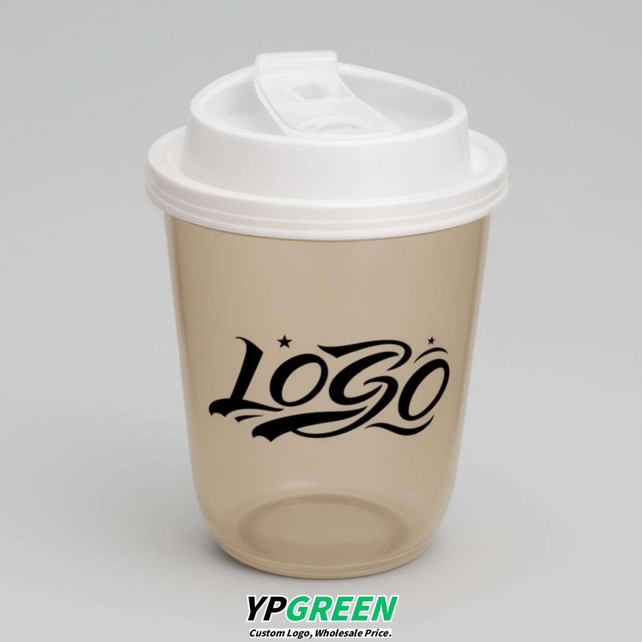 Oatmeal U Shape Cups with Lid - Custom Logo PP & PET Plastic Disposable