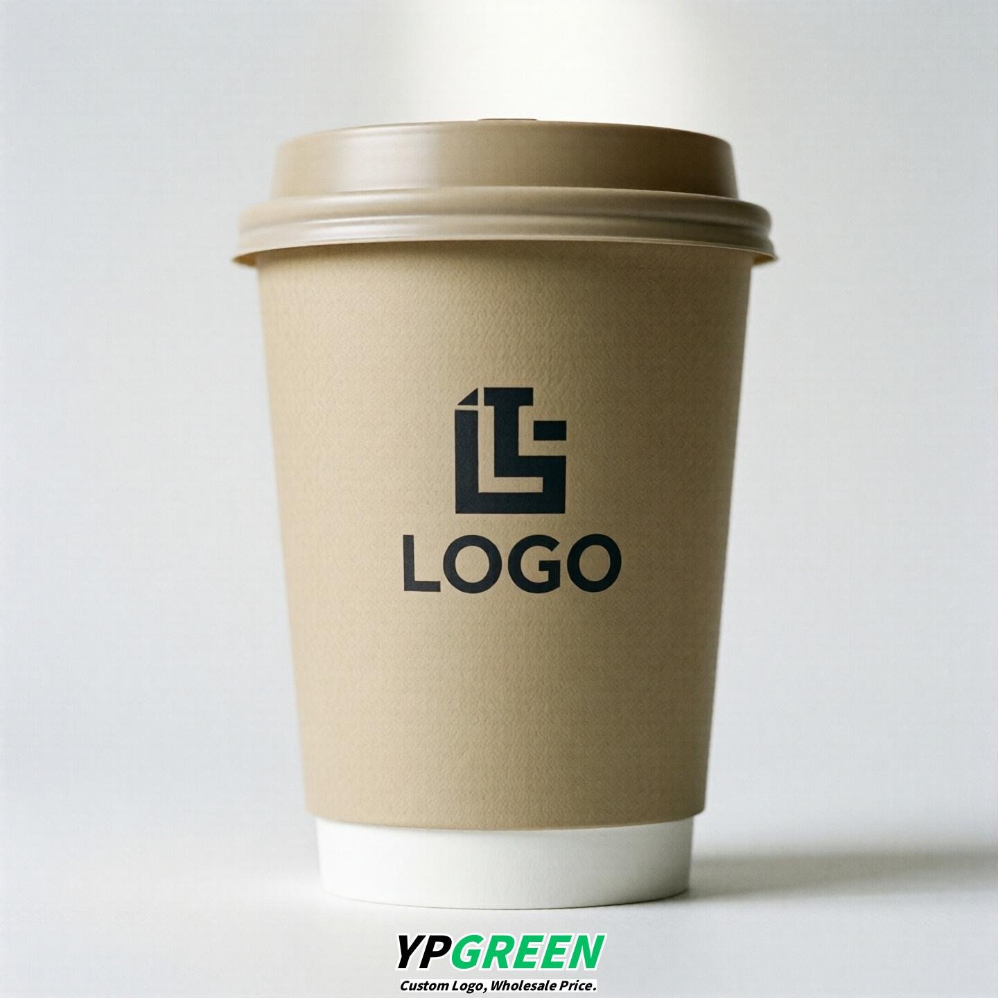 Oatmeal Custom Logo Paper Cups: 8-24oz & Double Wall