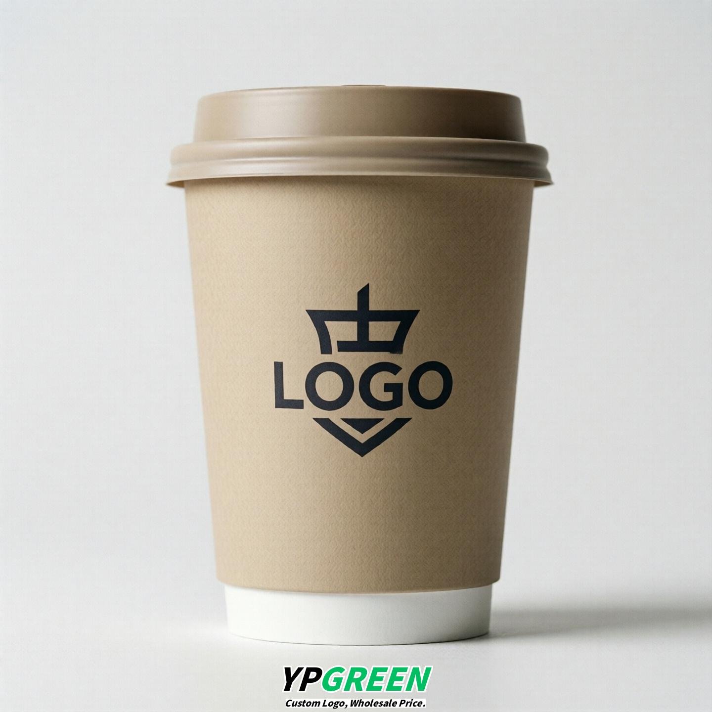 Oatmeal Custom Logo Paper Cups: 8-24oz & Double Wall
