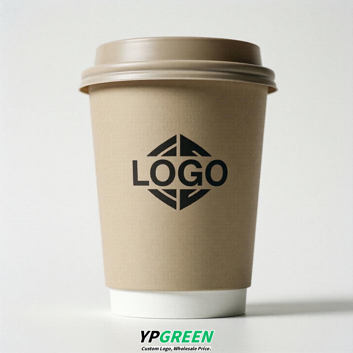 Oatmeal Custom Logo Paper Cups: 8-24oz & Double Wall