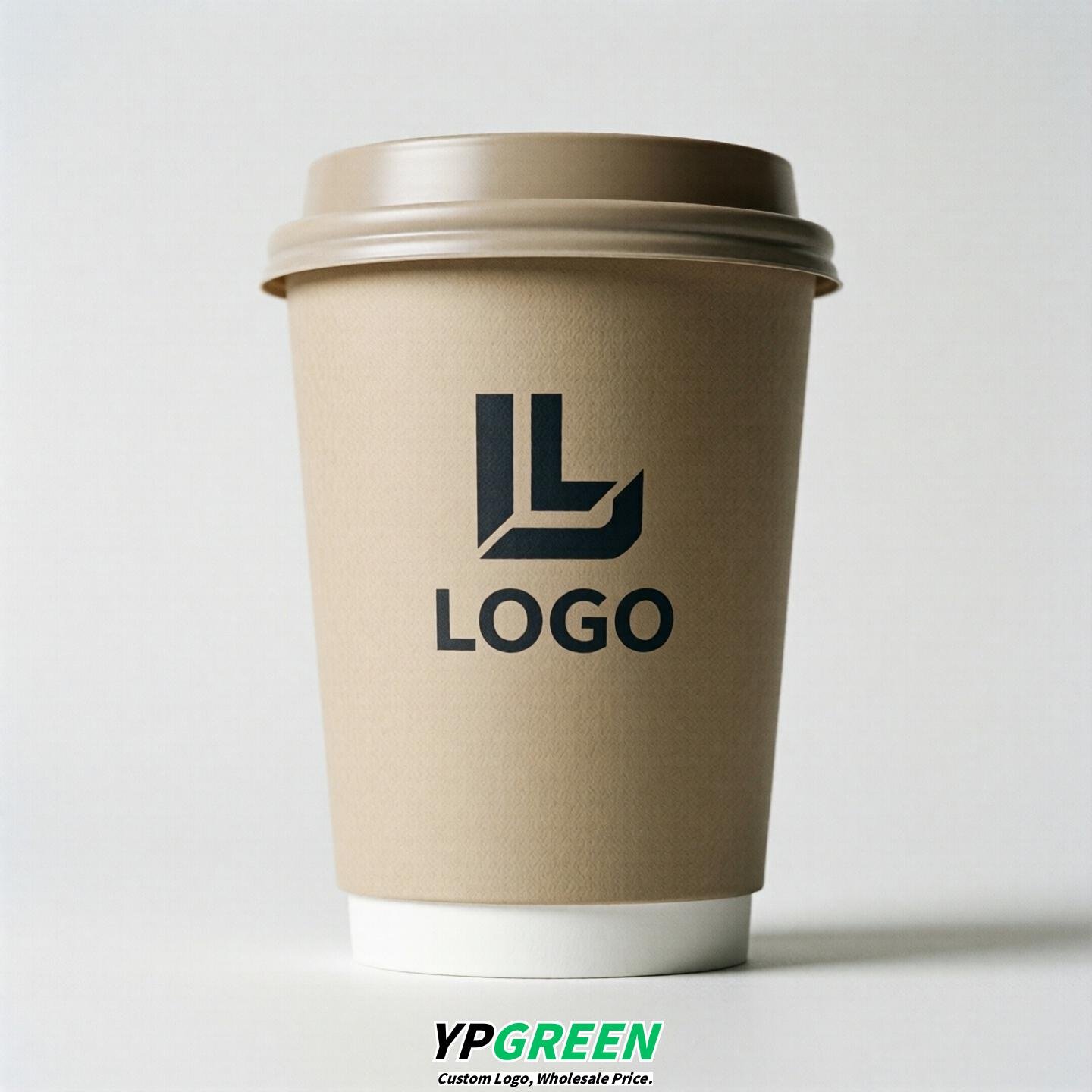 Oatmeal Custom Logo Paper Cups: 8-24oz & Double Wall