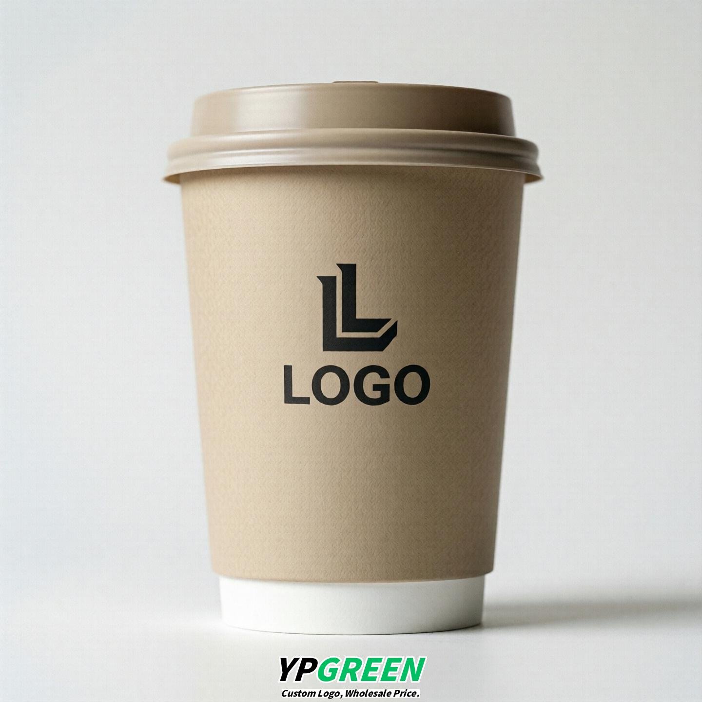 Oatmeal Custom Logo Paper Cups: 8-24oz & Double Wall