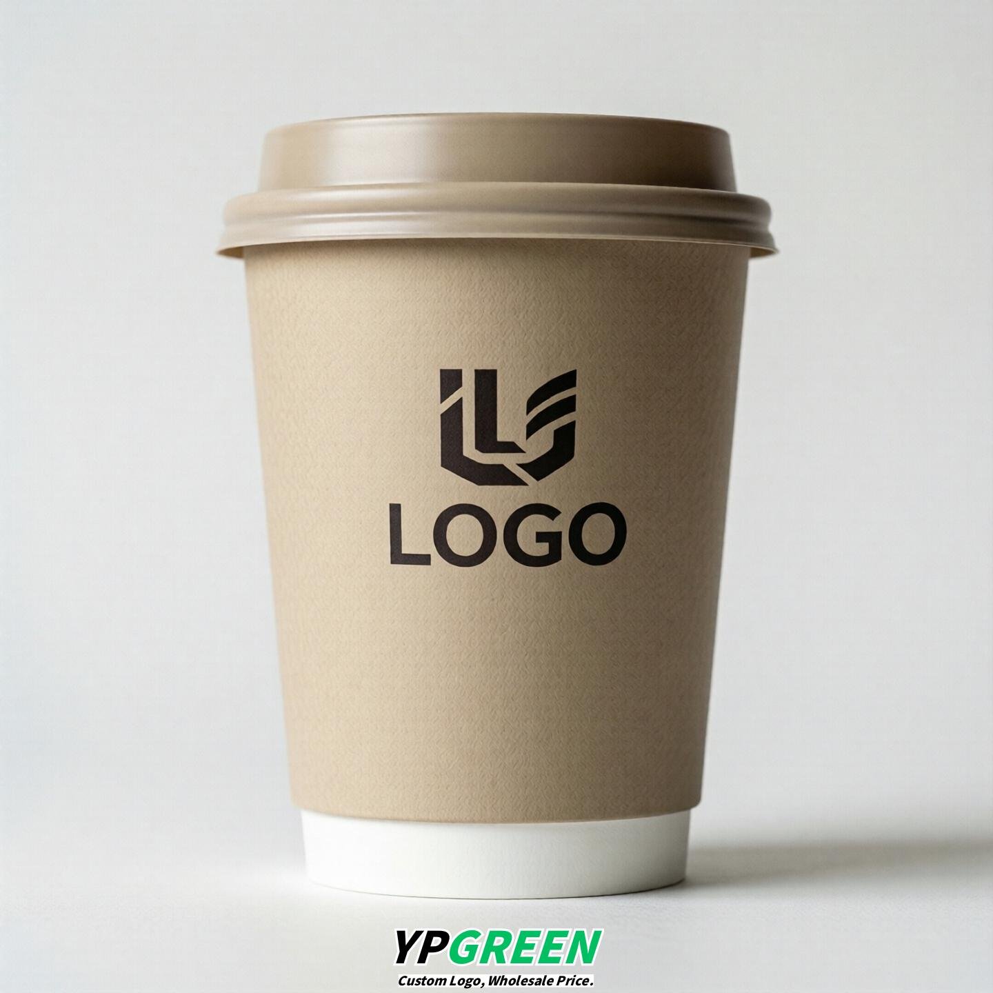 Oatmeal Custom Logo Paper Cups: 8-24oz & Double Wall