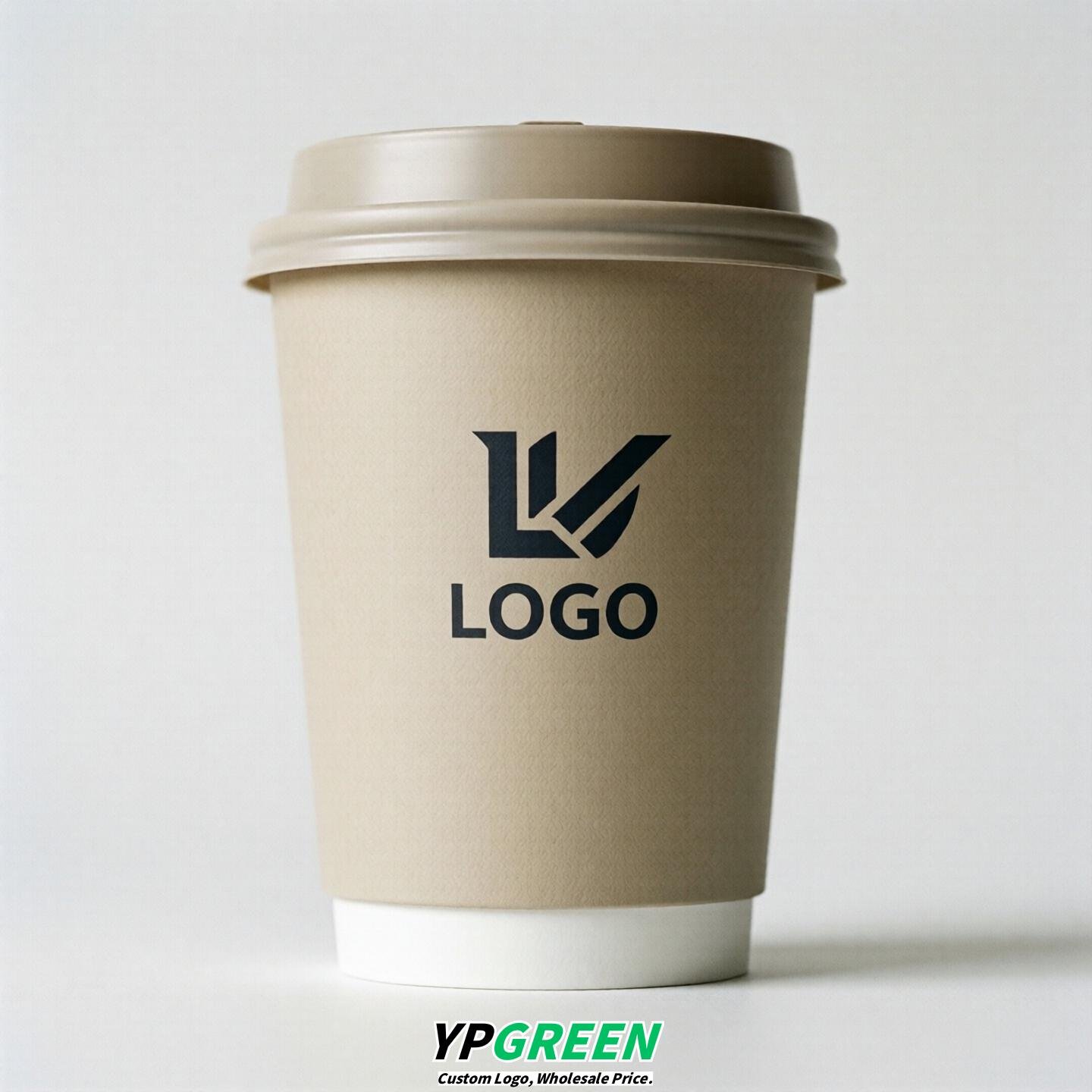 Oatmeal Custom Logo Paper Cups: 8-24oz & Double Wall