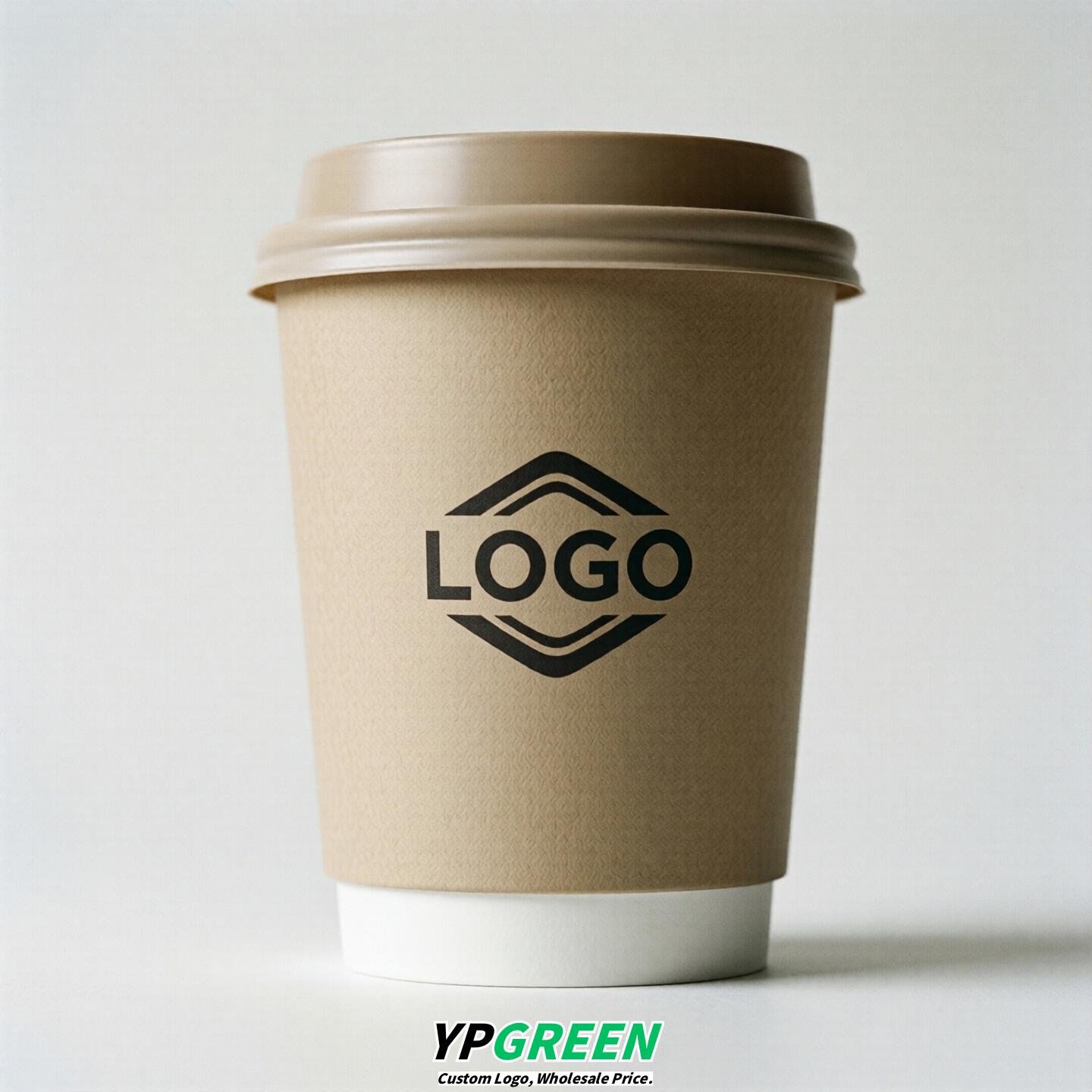 Oatmeal Custom Logo Paper Cups: 8-24oz & Double Wall