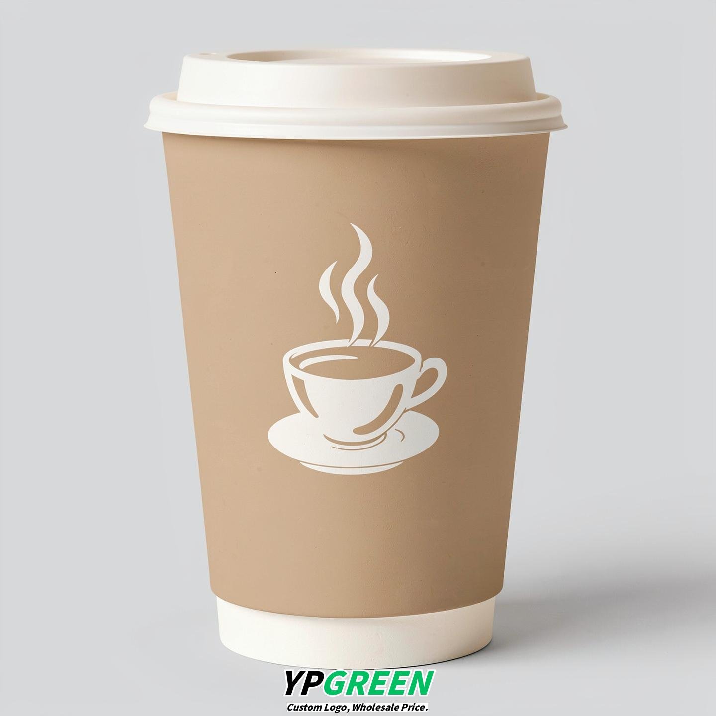 Oatmeal Hot Coffee Icon Paper Cups - Disposable Steaming Coffee Design