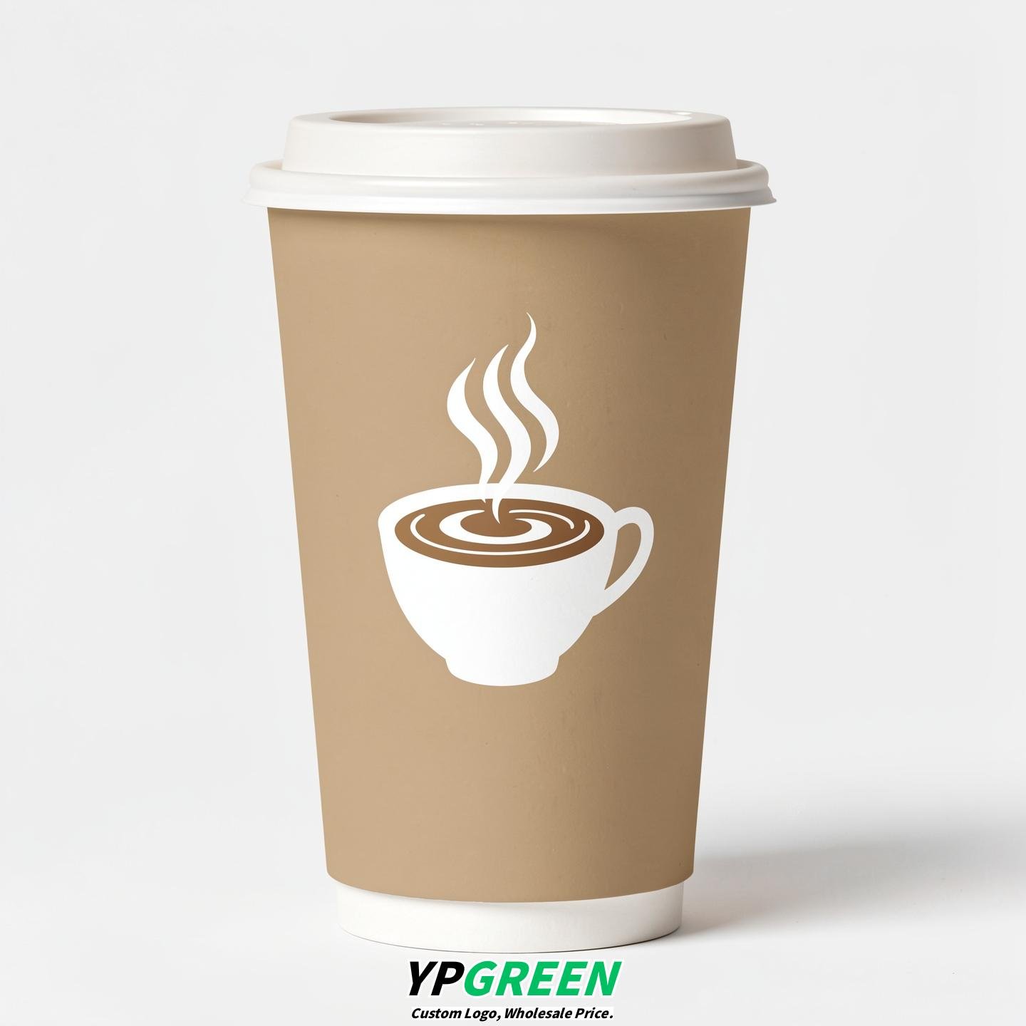 Oatmeal Hot Coffee Icon Paper Cups - Disposable Steaming Coffee Design