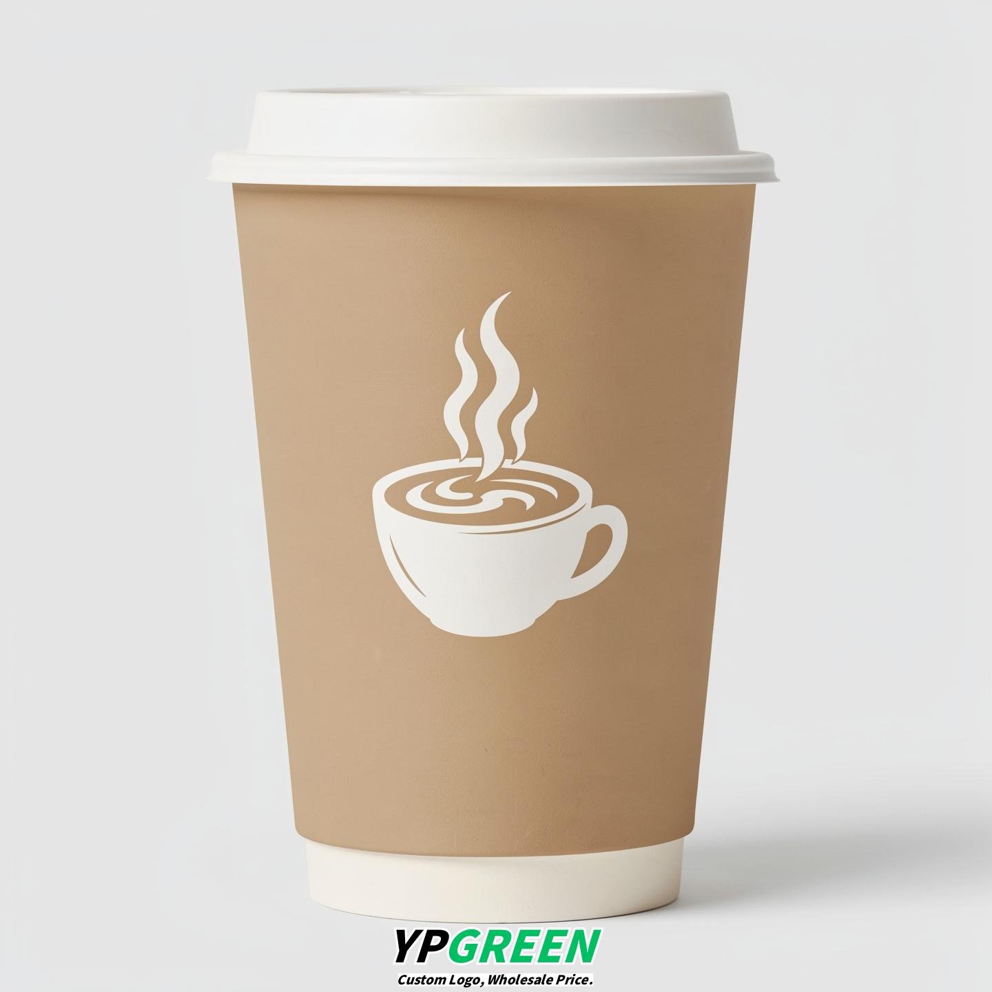 Oatmeal Hot Coffee Icon Paper Cups - Disposable Steaming Coffee Design