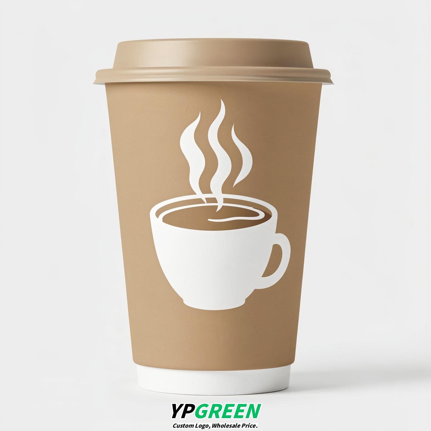 Oatmeal Hot Coffee Icon Paper Cups - Disposable Steaming Coffee Design