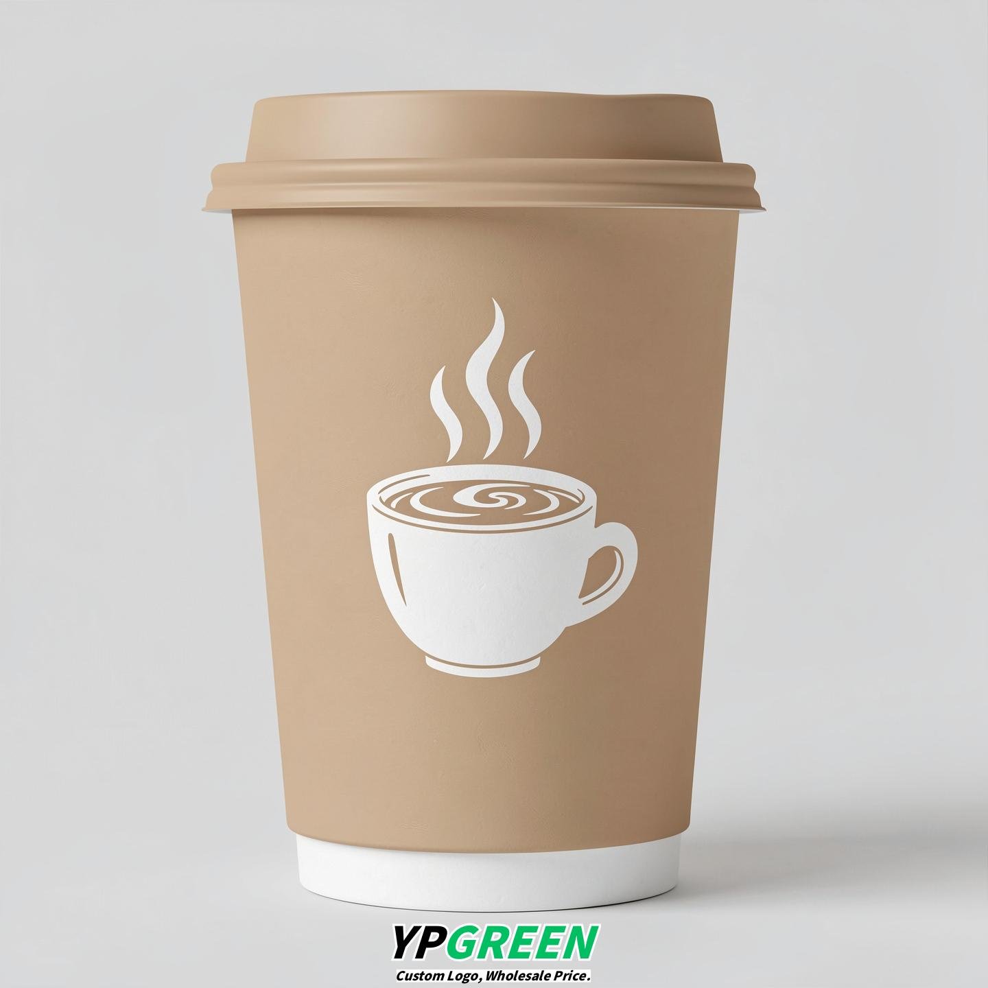 Oatmeal Hot Coffee Icon Paper Cups - Disposable Steaming Coffee Design