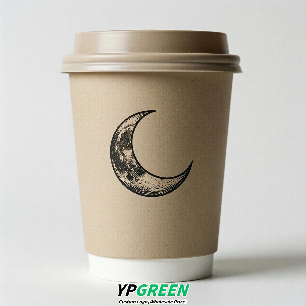Oatmeal Moon Paper Cups with Lids 8-24oz