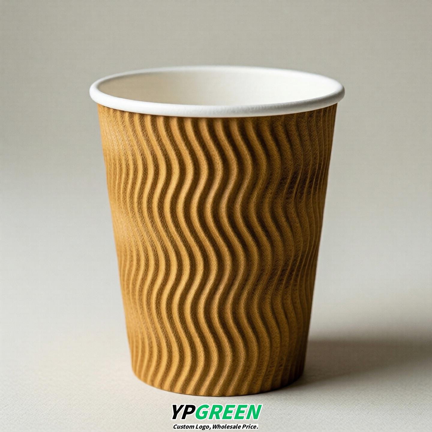 Ochre Embossed Paper Cups 10oz/12oz/16oz/20oz/22oz