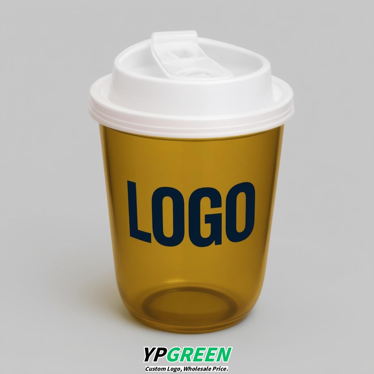Ochre U Shape Cups with Lid - Custom Logo PP & PET Plastic Disposable