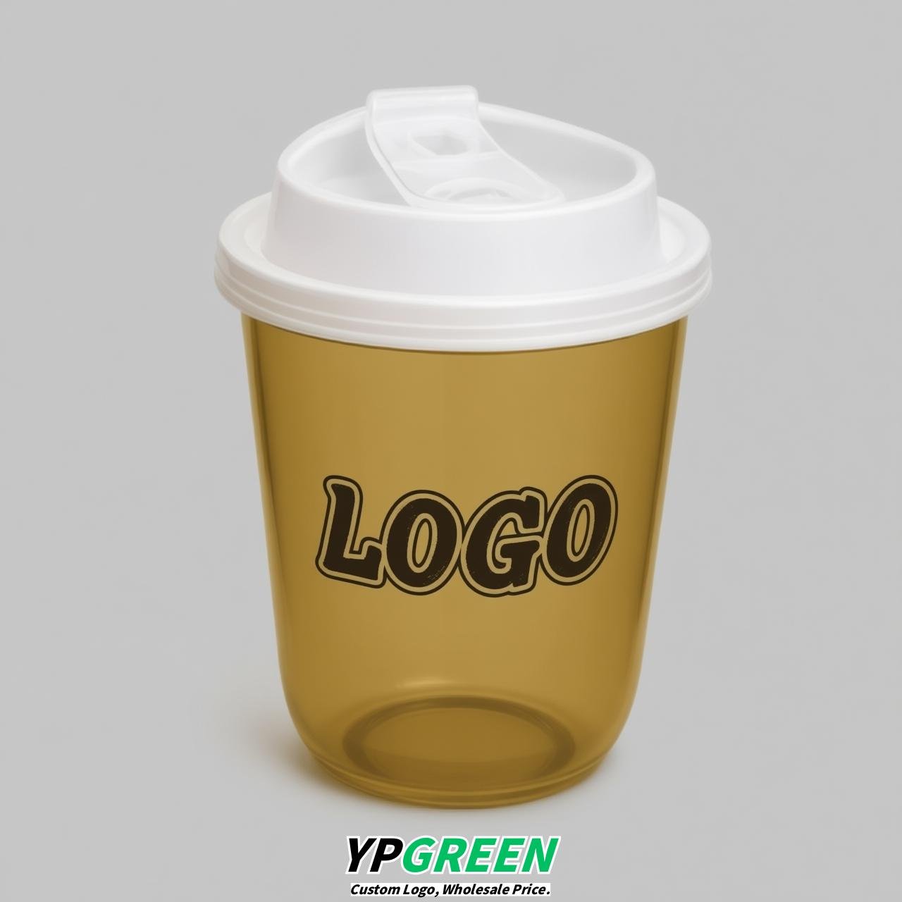 Ochre U Shape Cups with Lid - Custom Logo PP & PET Plastic Disposable