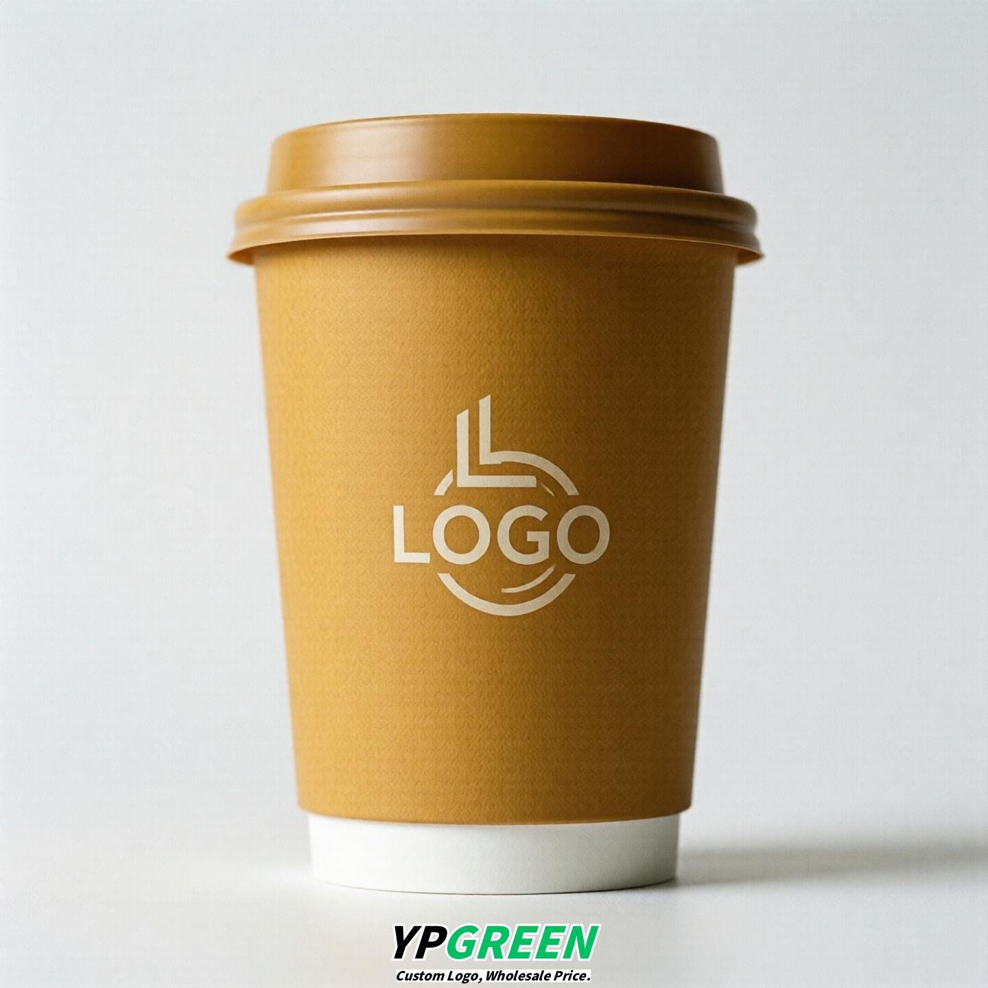 Ochre Custom Logo Paper Cups: 8-24oz & Double Wall