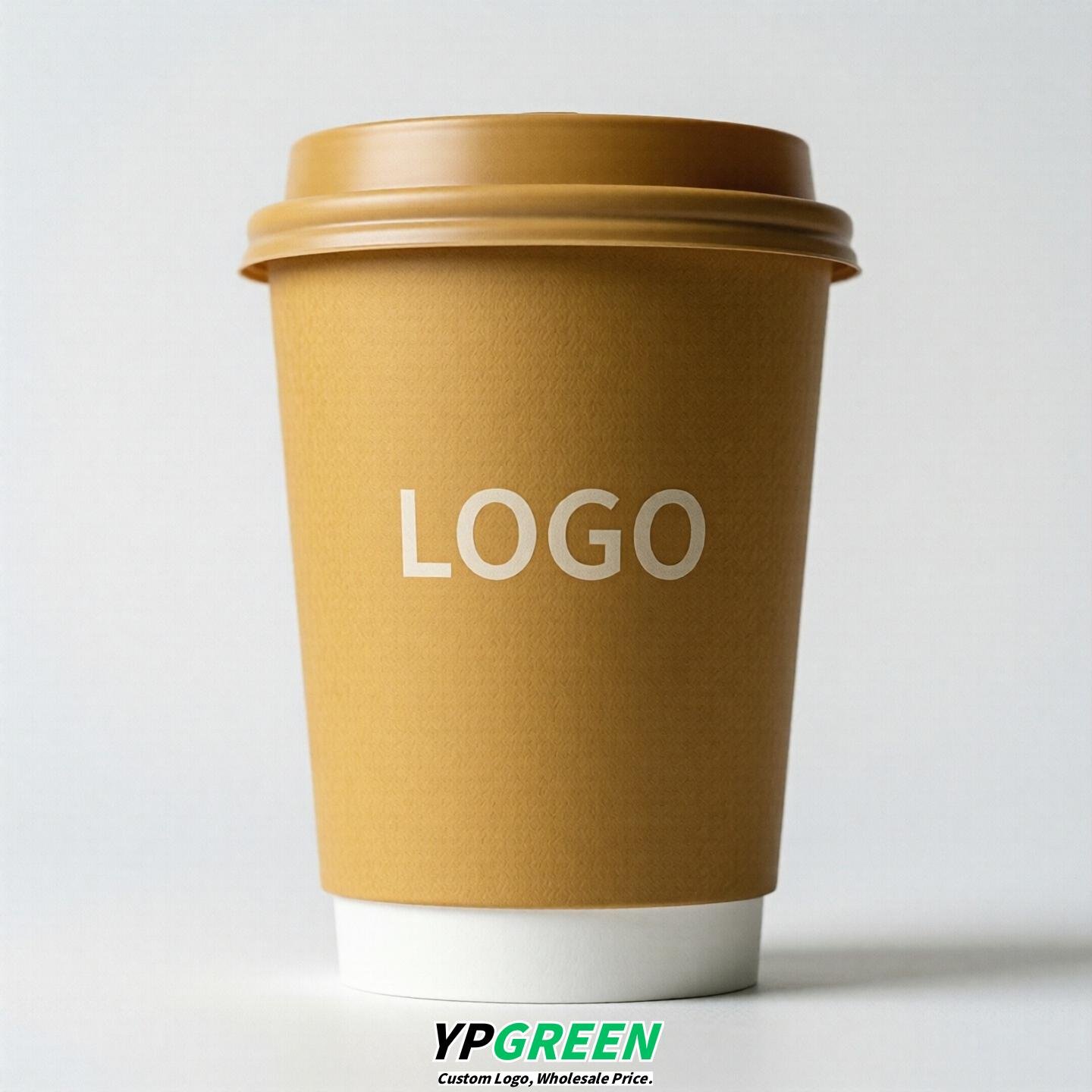 Ochre Custom Logo Paper Cups: 8-24oz & Double Wall
