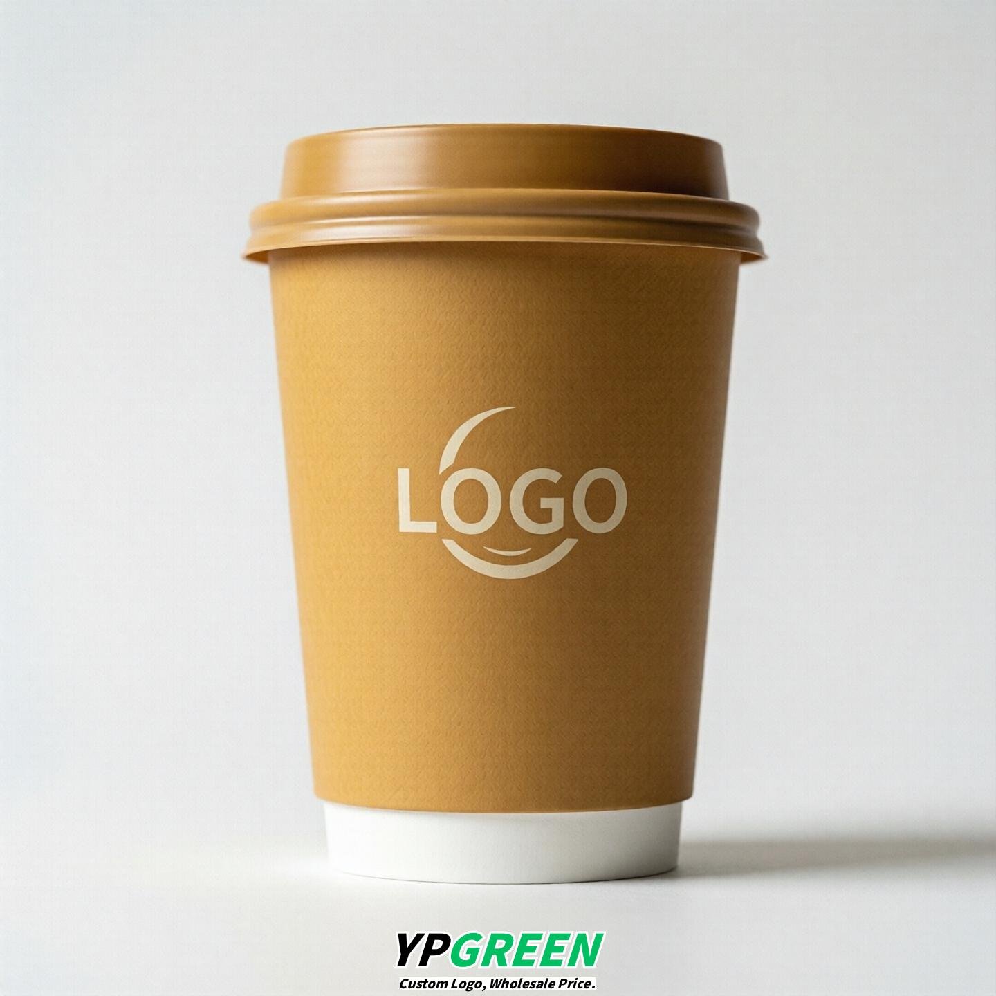 Ochre Custom Logo Paper Cups: 8-24oz & Double Wall