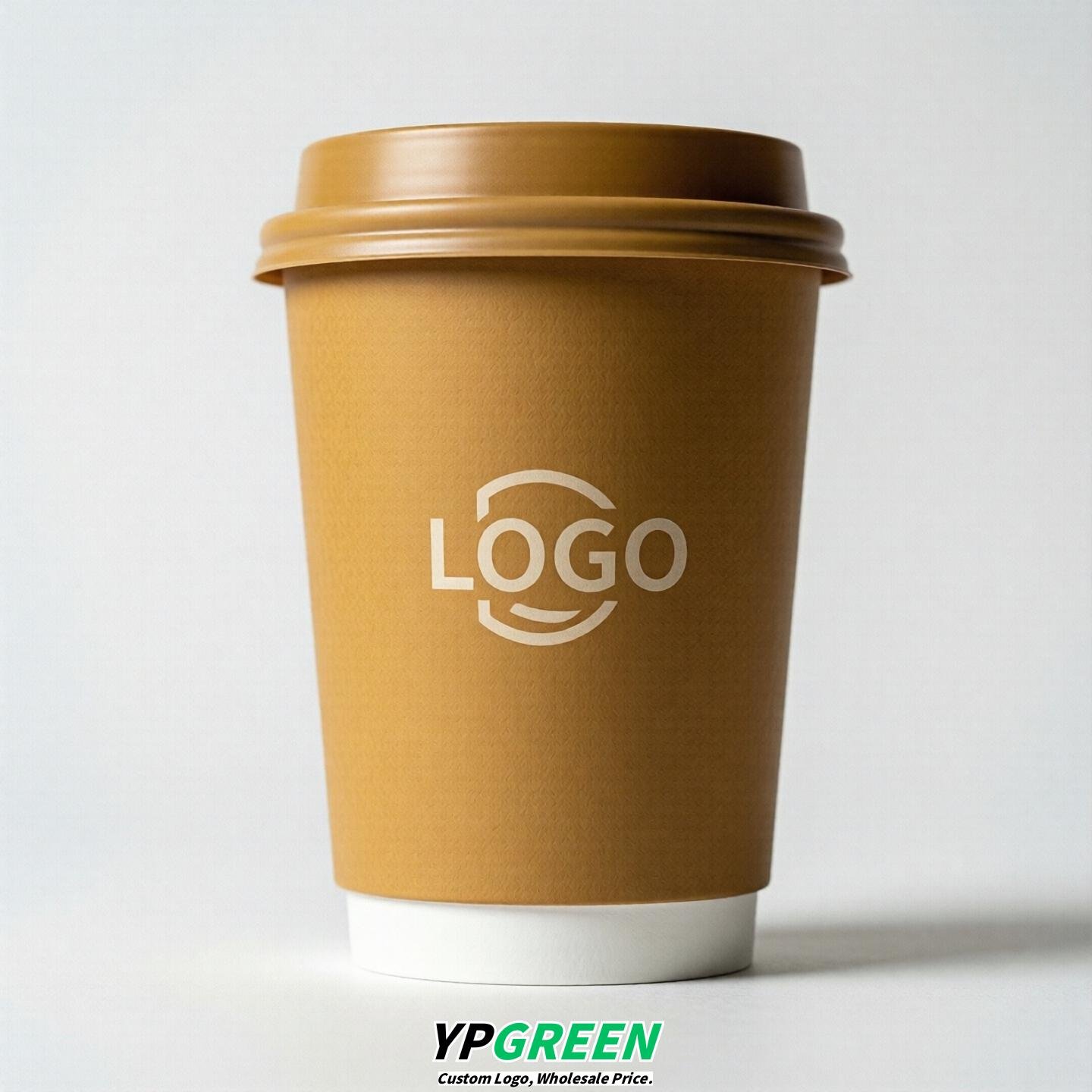 Ochre Custom Logo Paper Cups: 8-24oz & Double Wall