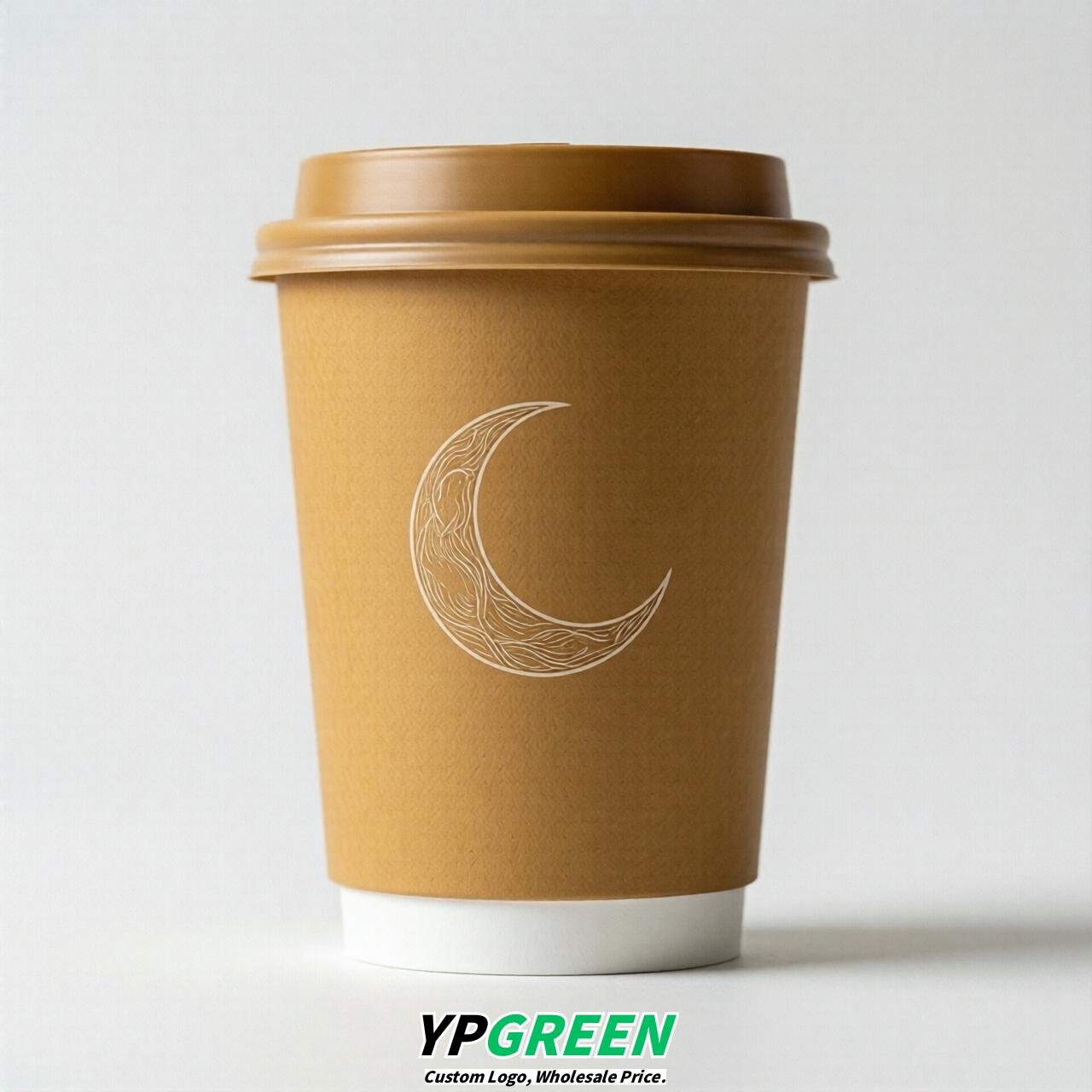 Ochre Moon Paper Cups with Lids 8-24oz