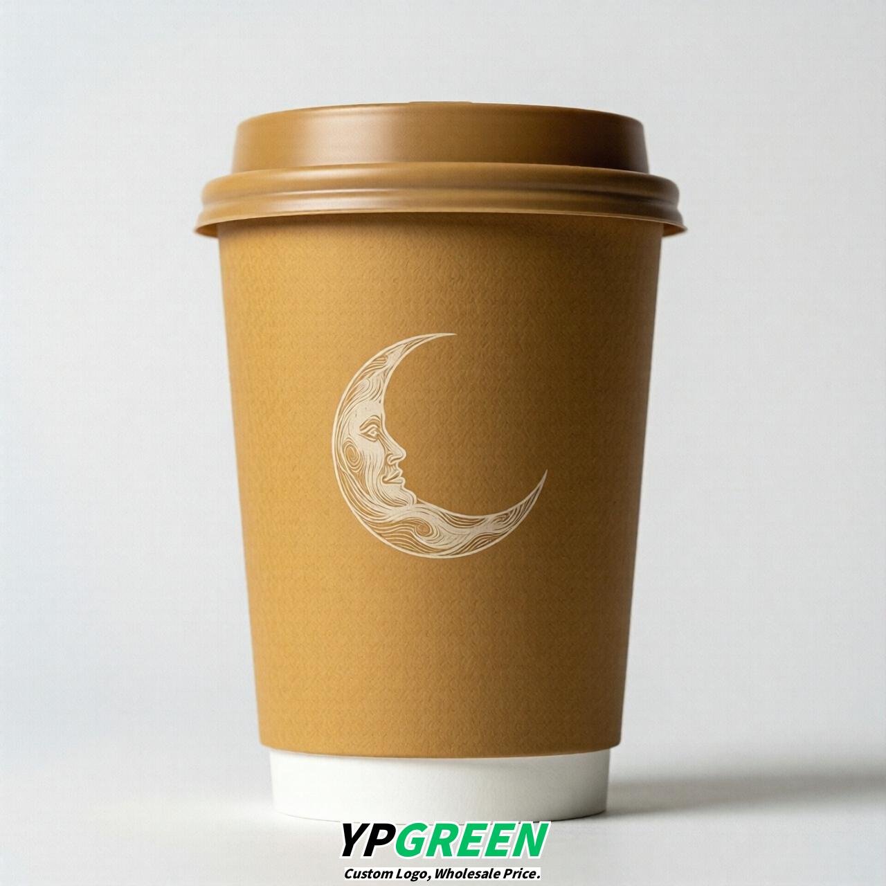 Ochre Moon Paper Cups with Lids 8-24oz