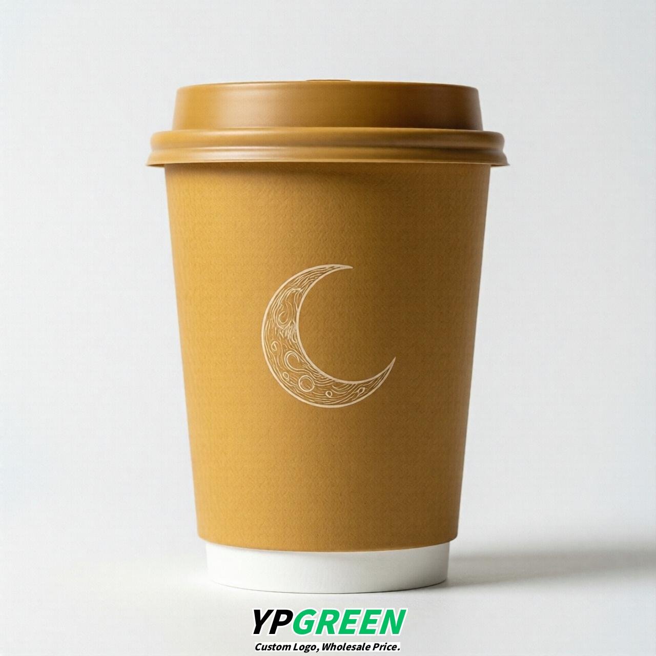 Ochre Moon Paper Cups with Lids 8-24oz