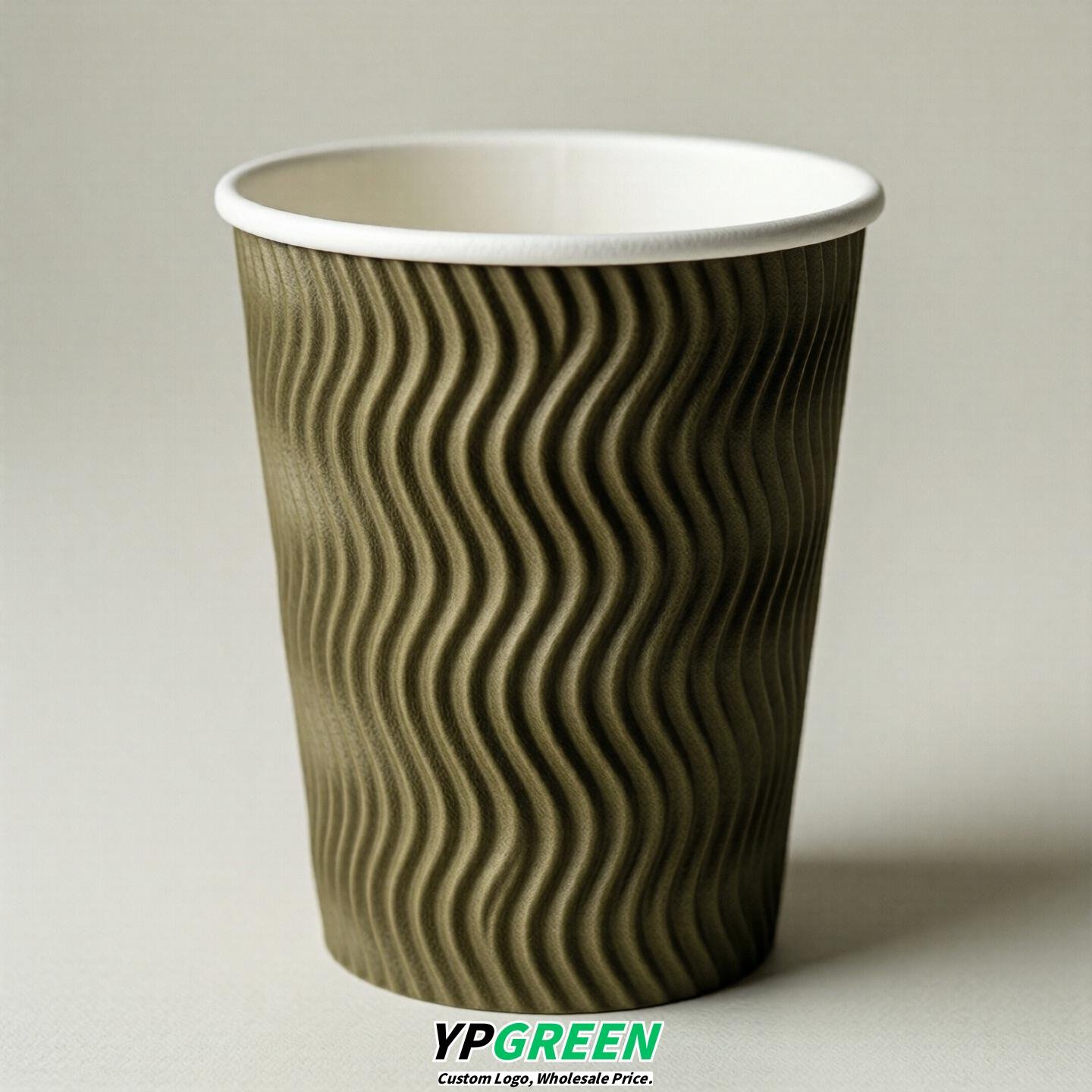 Olive Embossed Paper Cups 10oz/12oz/16oz/20oz/22oz