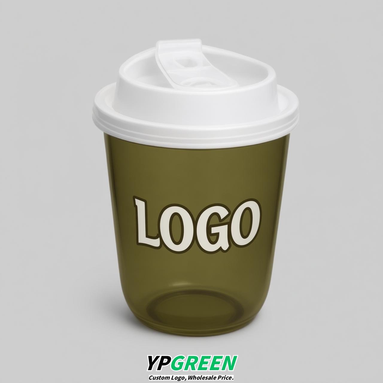 Olive U Shape Cups with Lid - Custom Logo PP & PET Plastic Disposable