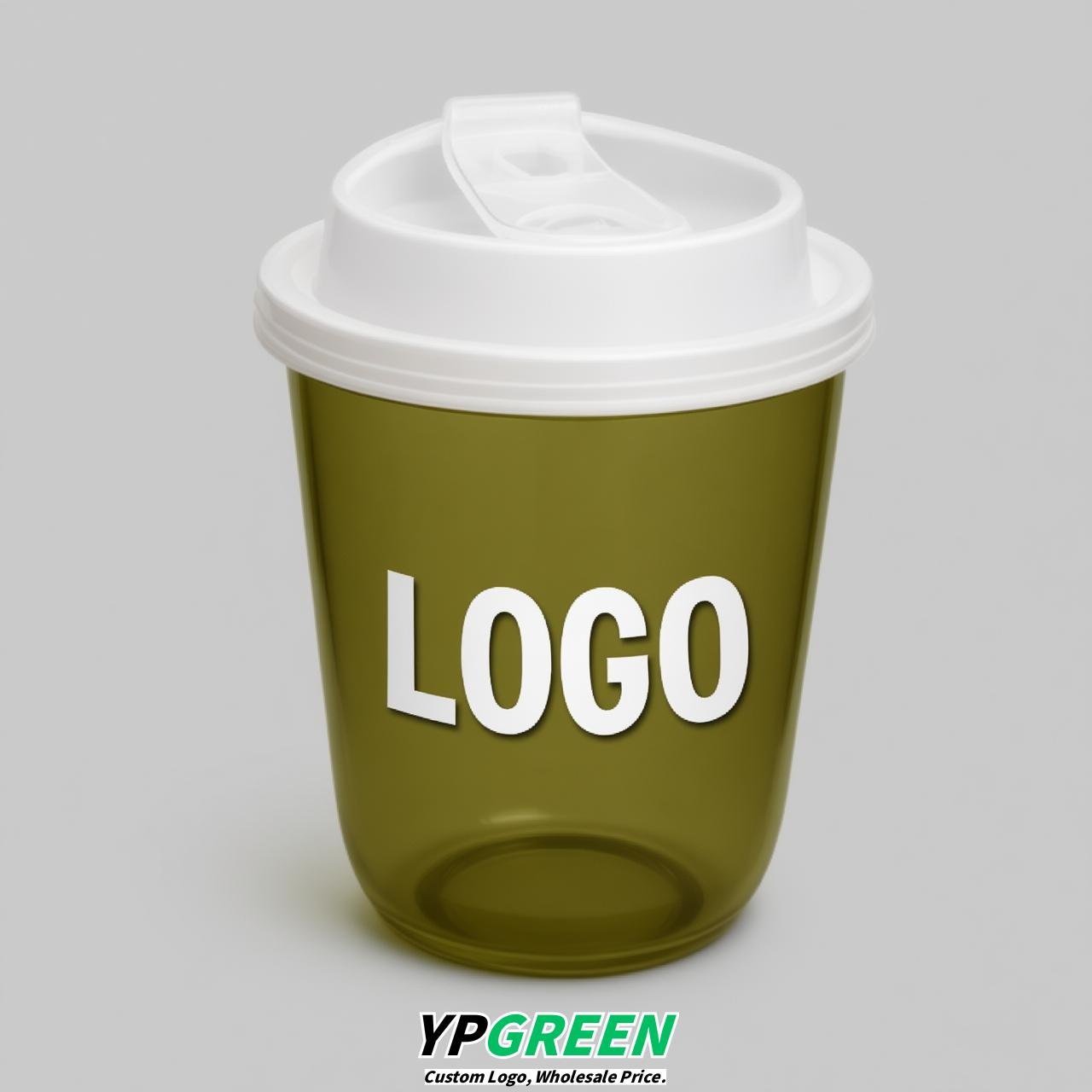 Olive U Shape Cups with Lid - Custom Logo PP & PET Plastic Disposable